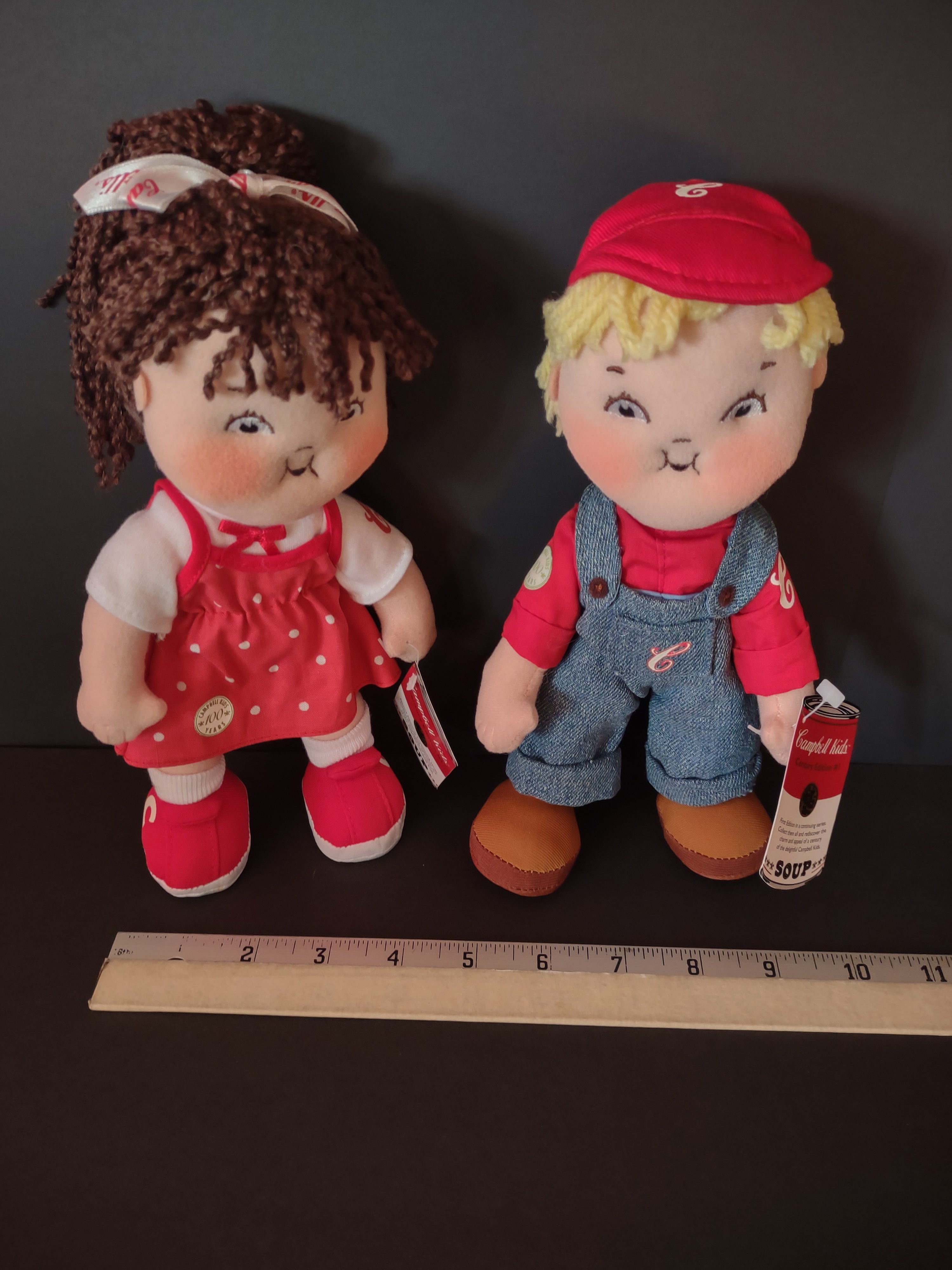 Vintage 2004 Campbells Anniversary Plush Dolls Boy Girl Collectible (Lot 4731)