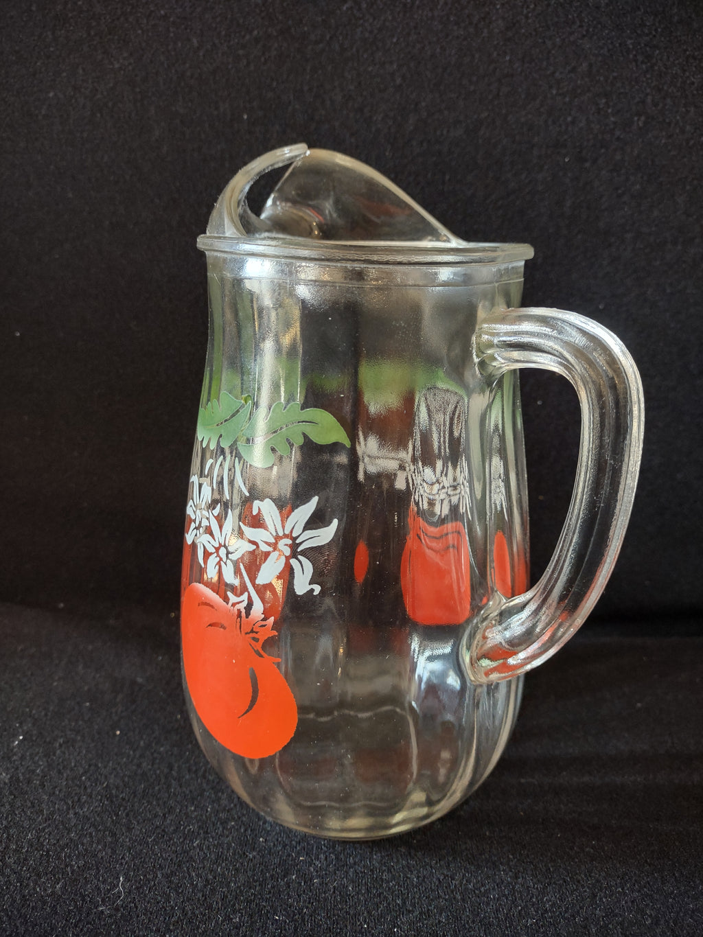 Vintage MCM Bartlett Collins Tomato Pitcher Drinking Glass x 6 (lot 5168)