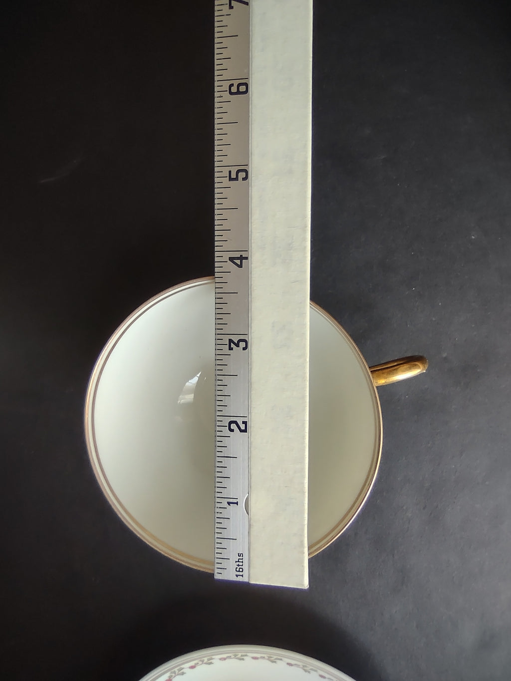 Old Abbey France Limoges 3 x Tea Cup & Saucer Clover Gold Trim (lot 865)