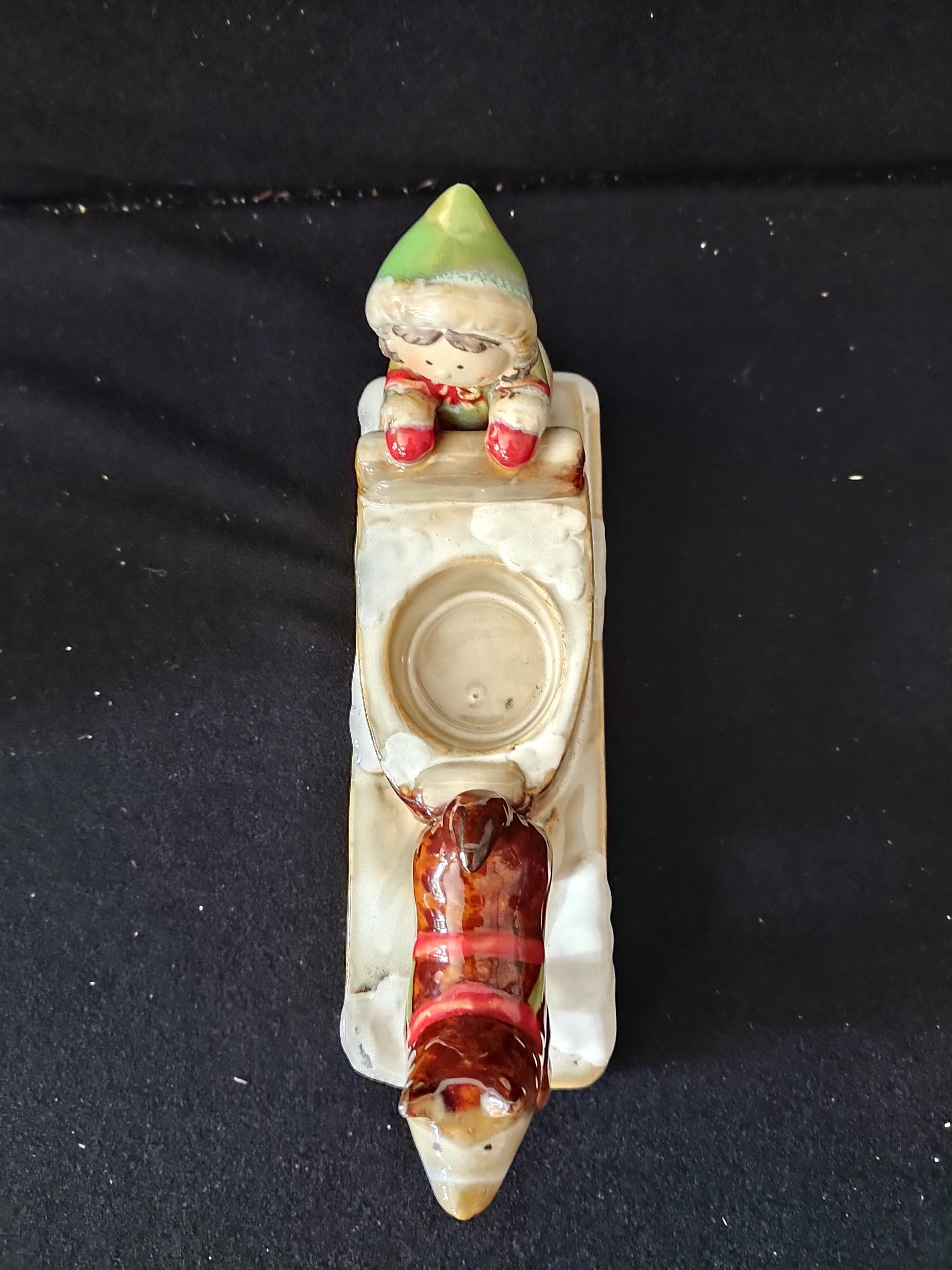 Vintage Yankee Candle Eskimo Girl Dog Sled Tea Light Candle Holder (Lot 3647)