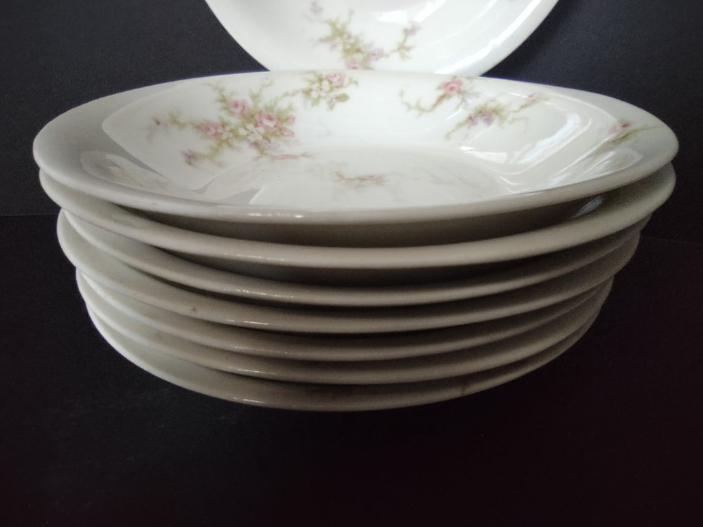 Haviland Limoges 8 x Small Bowl Rose White Purple Flower Moss (lot 900)