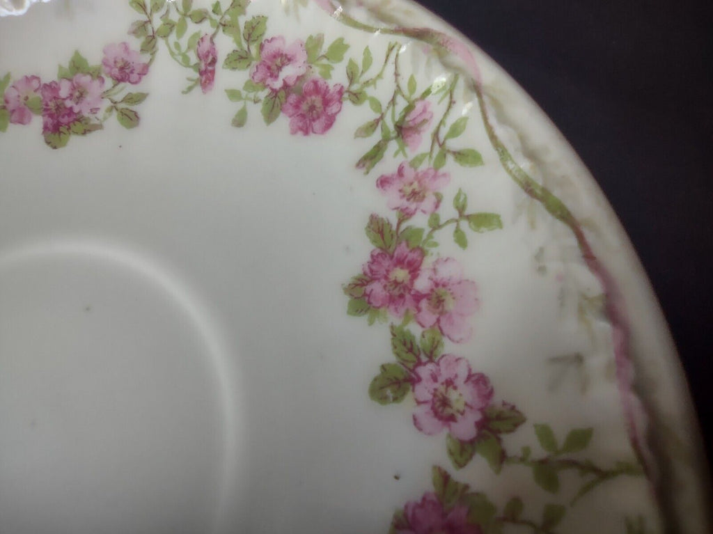 GDA Limoges Saucer ONLY Apple Blossom Garland Swag Ribbon (lot 751)