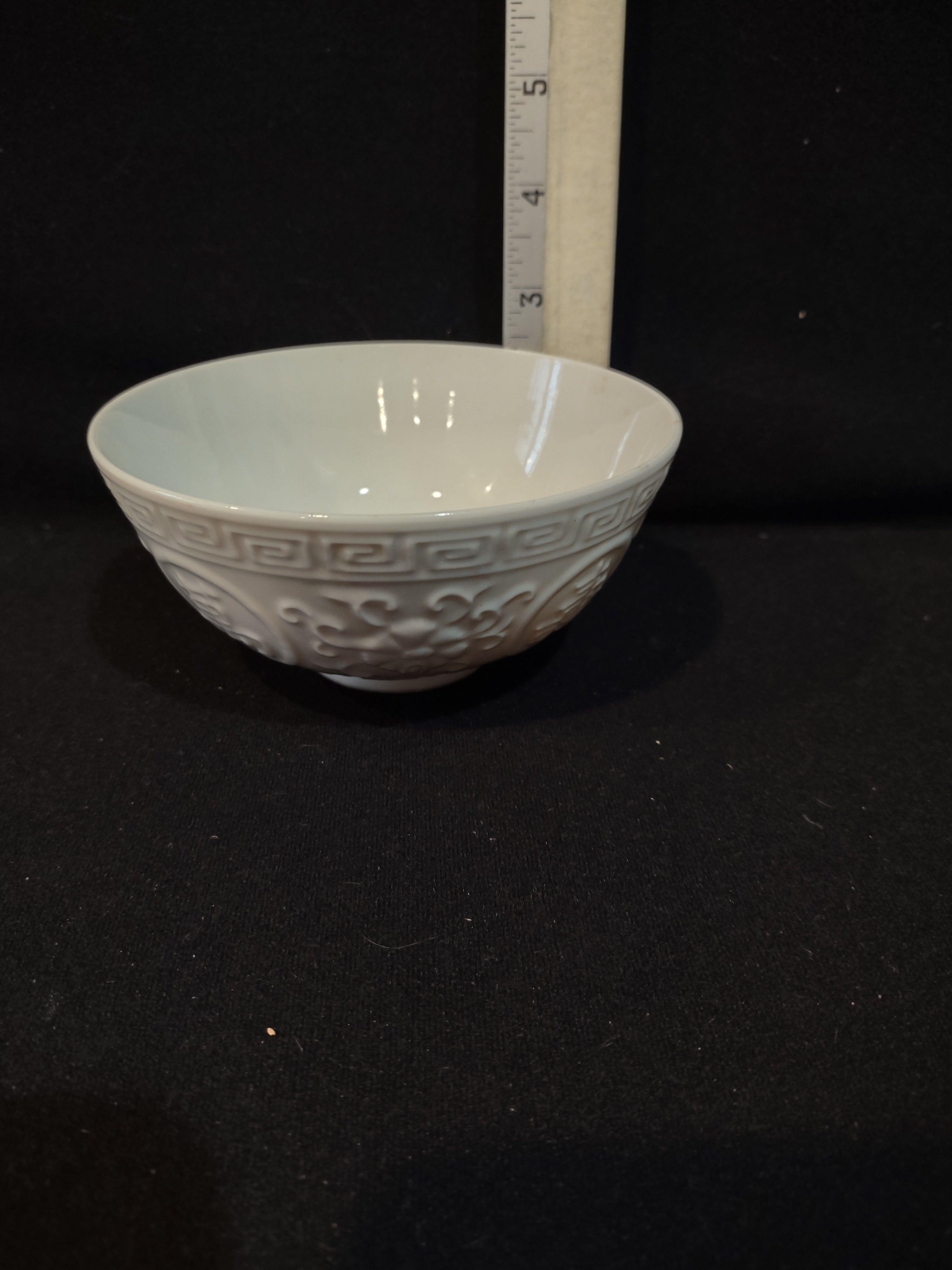 Vintage Chinese Porcelain Bowl Calligraphy Longevity Happiness (Lot 5351)