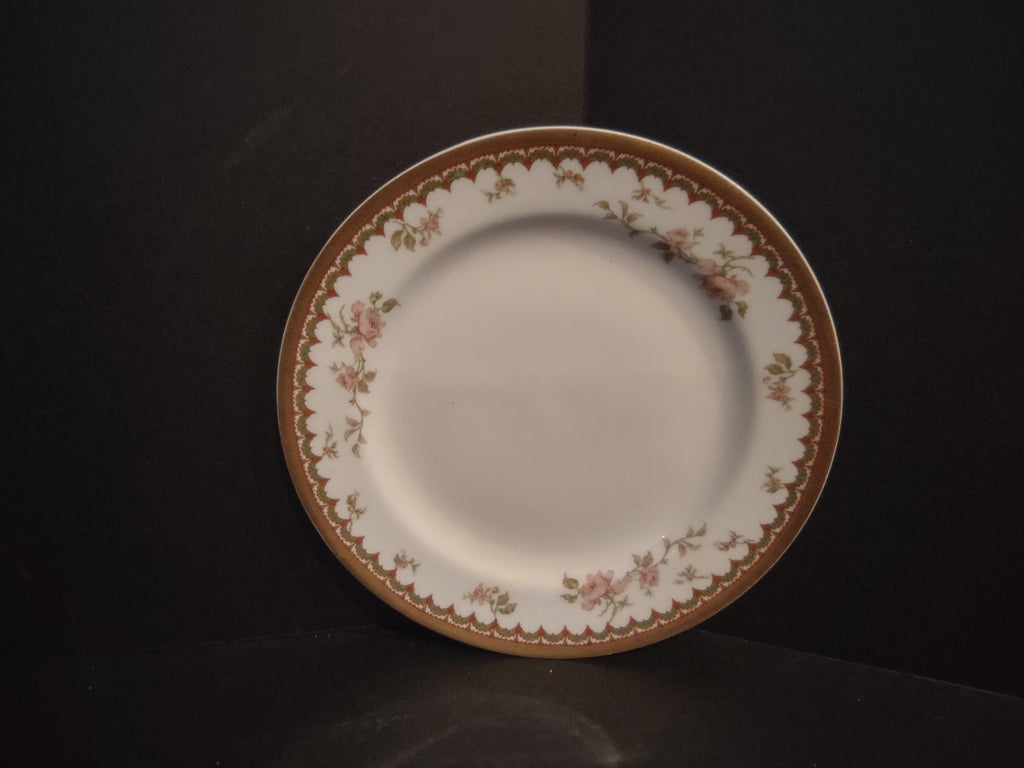 Haviland Limoges French Chic Rose Maroon Green Bread/Butter Plate (lot 1090)