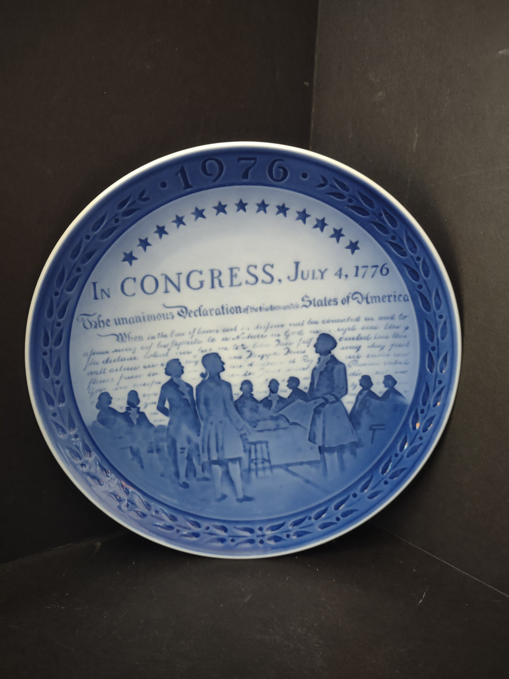 Royal Copenhagen Porcelain Declaration Independence Plate Blue White (lot 3090)