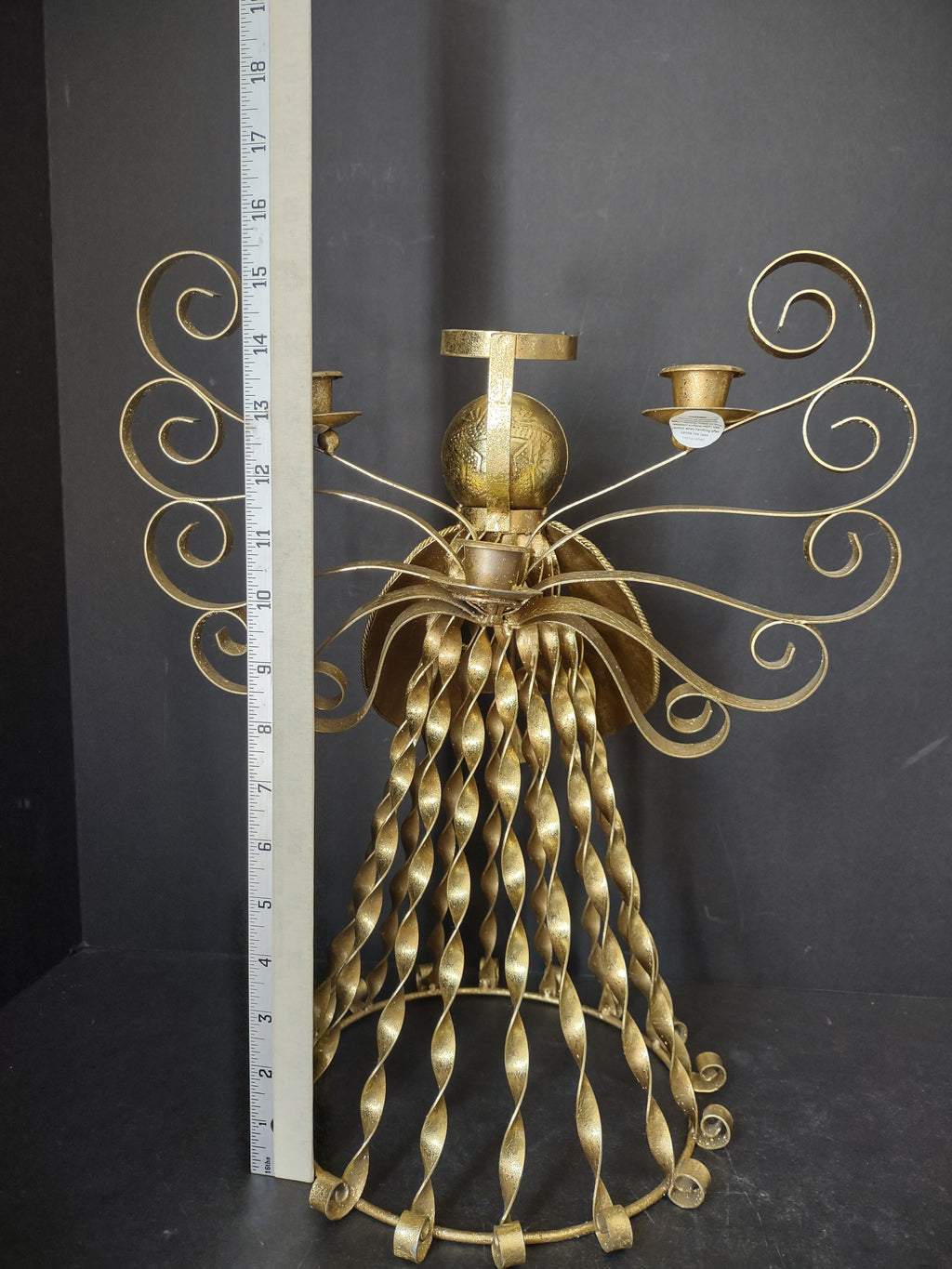 Christmas Golden Angel Metal Candle Holder 15" (lot 2720c)