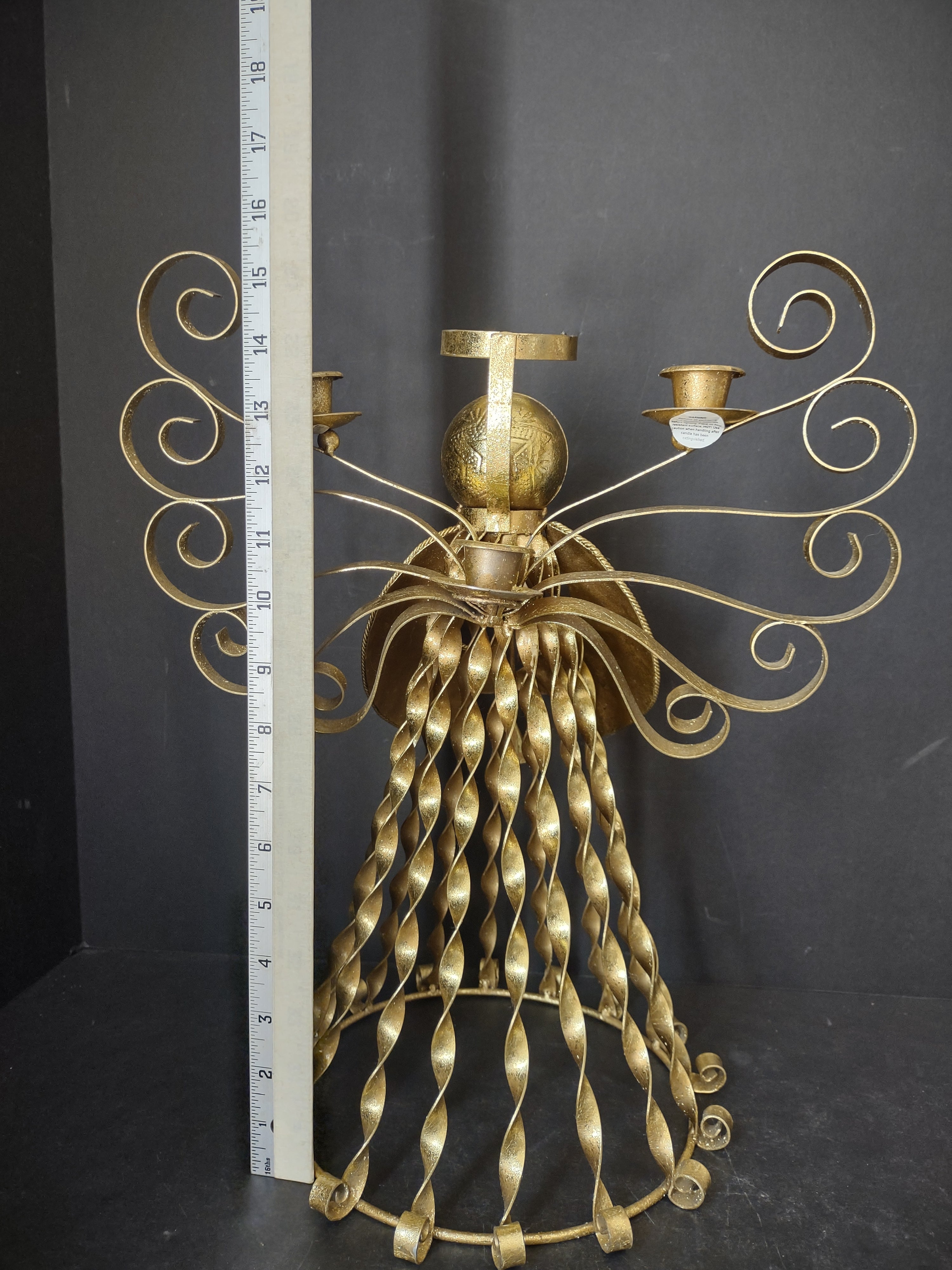 Christmas Golden Angel Metal Candle Holder 15" (lot 2720c)
