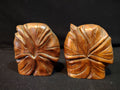 Vintage Philippines Wooden Carved Leaf Flower Salt and Pepper Shaker (lot 5380)