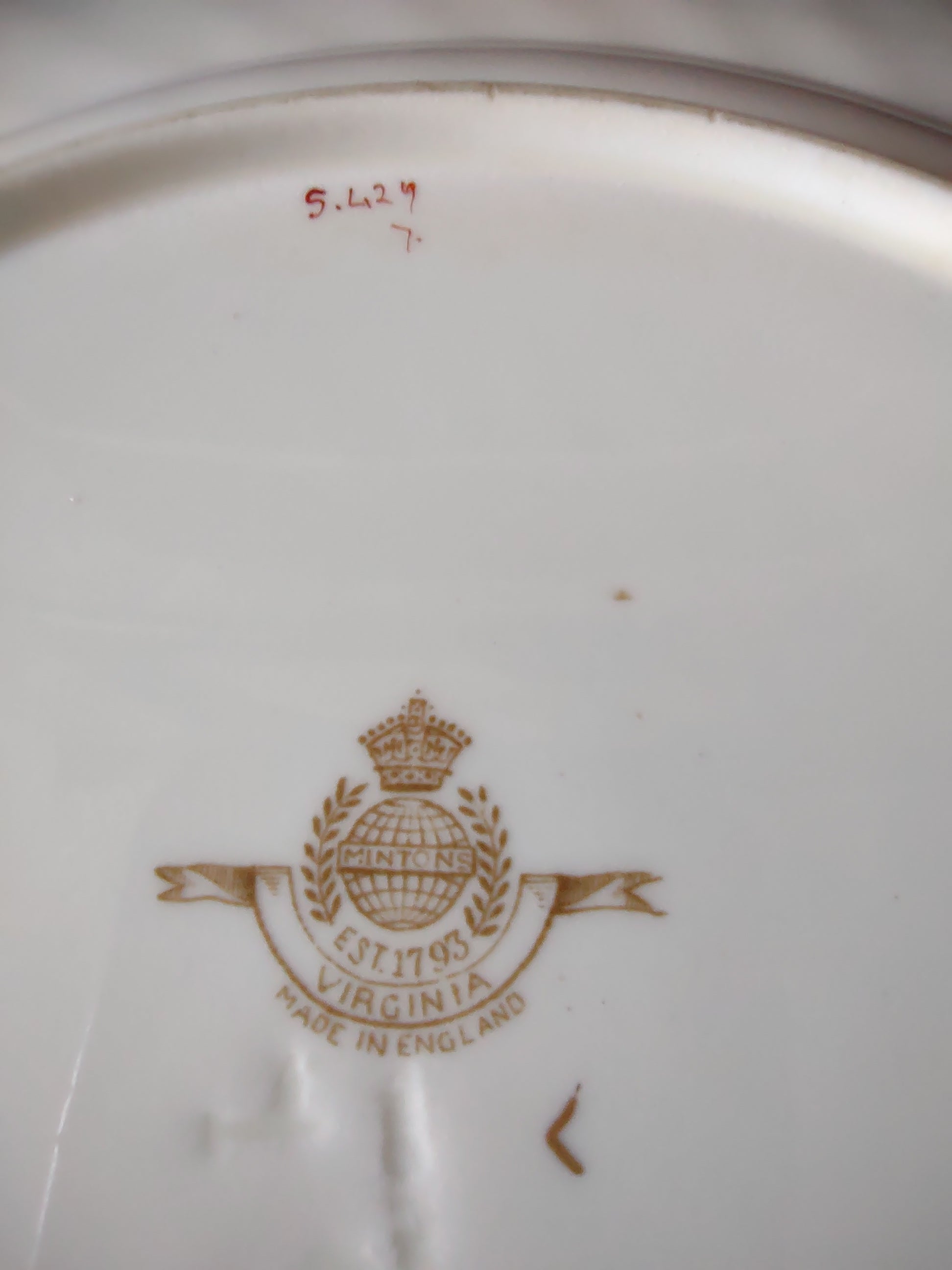 Vintage Minton Virginia Dinner Plate Bone China Floral IMPERFECT (Lot 5517)