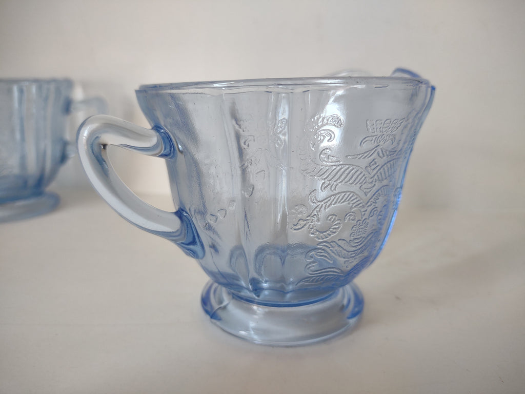 Vintage Indiana Glass Recollection Madrid Blue Sugar Creamer Pitcher (lot 2960c)