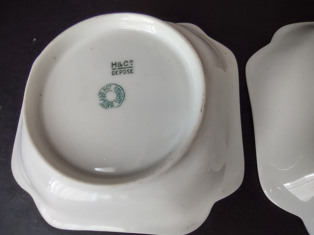 Depose Haviland Limoges Pink Brown Cornflower 3 x Square Small Dish (lot 966)