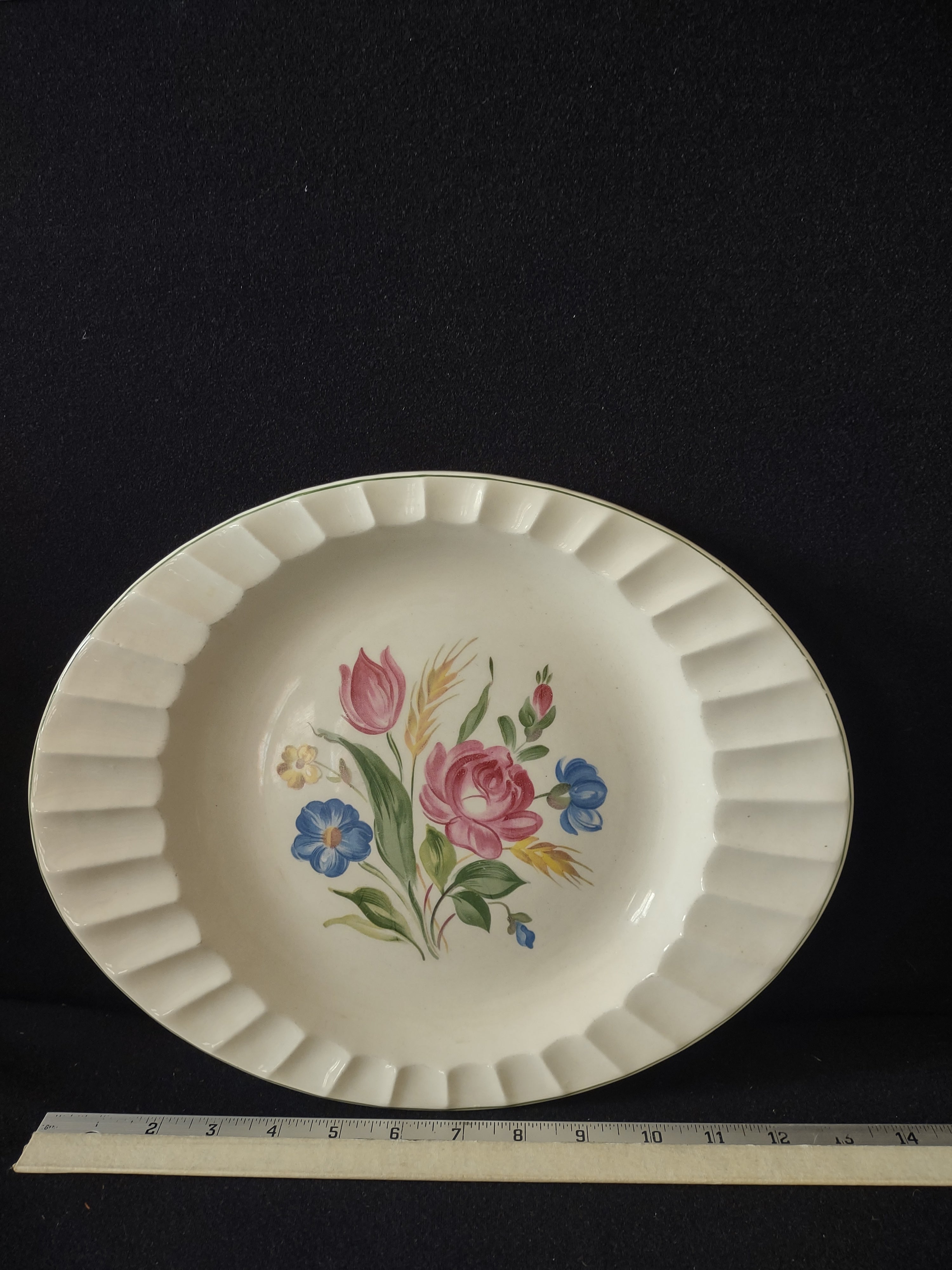 Vintage Luncheon Serving Plate Platter Rosemarie Scallop Edge Floral (Lot 5122)