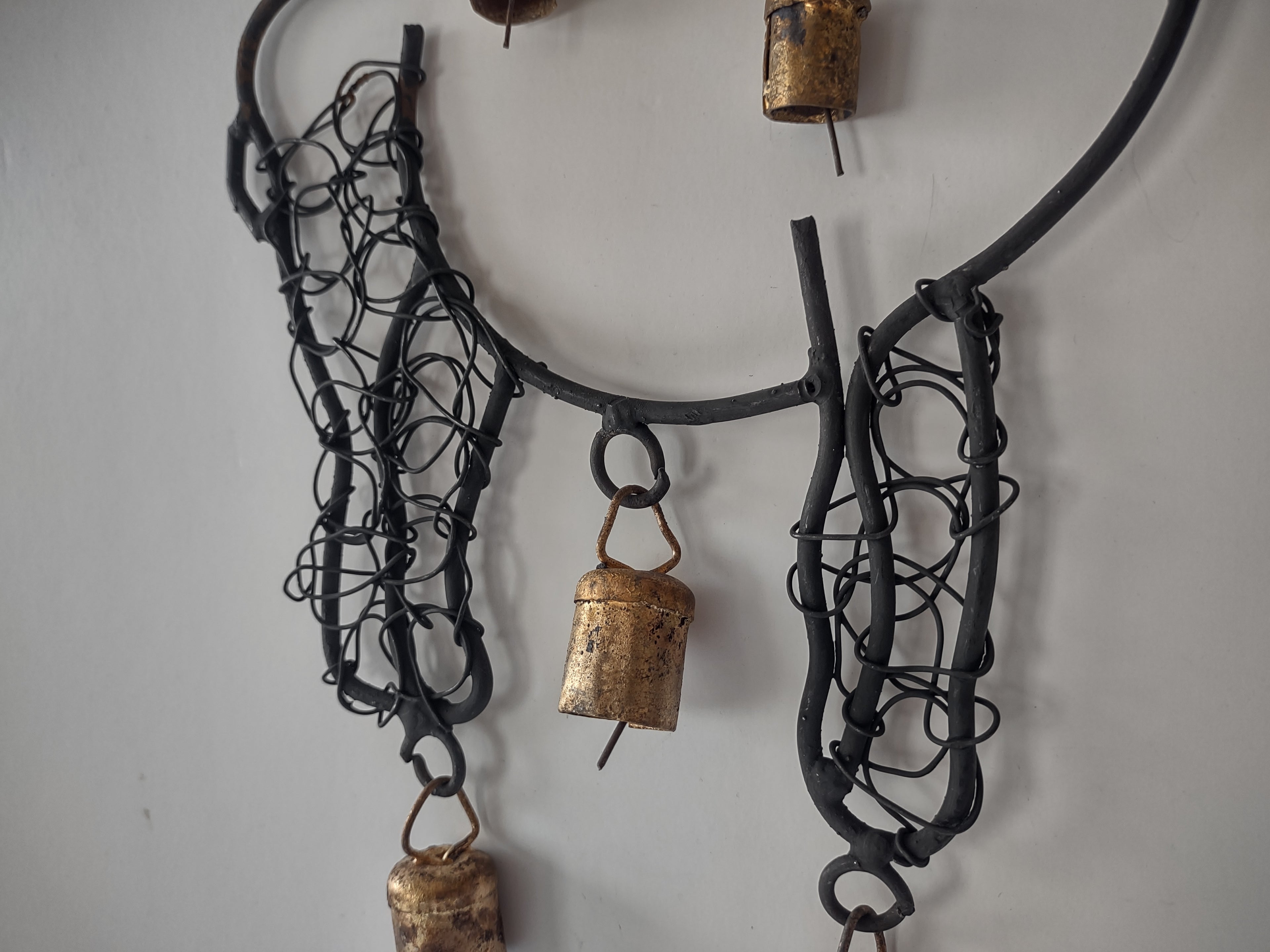 Vintage Primitive Rustic Christian Camel Farmhouse Bell Folk Art Wind Chime 1276