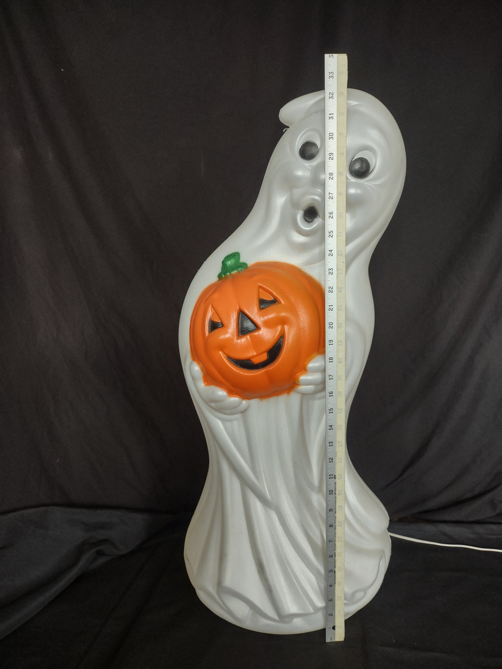 Vintage 33" General Foam Halloween Ghost Holding Pumpkin Blow Mold (lot 3254j)