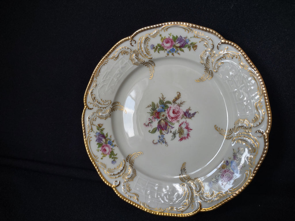 Rosenthal Set of 2 Dessert Plate Scrolled Edge Gold Trim (lot 1767)