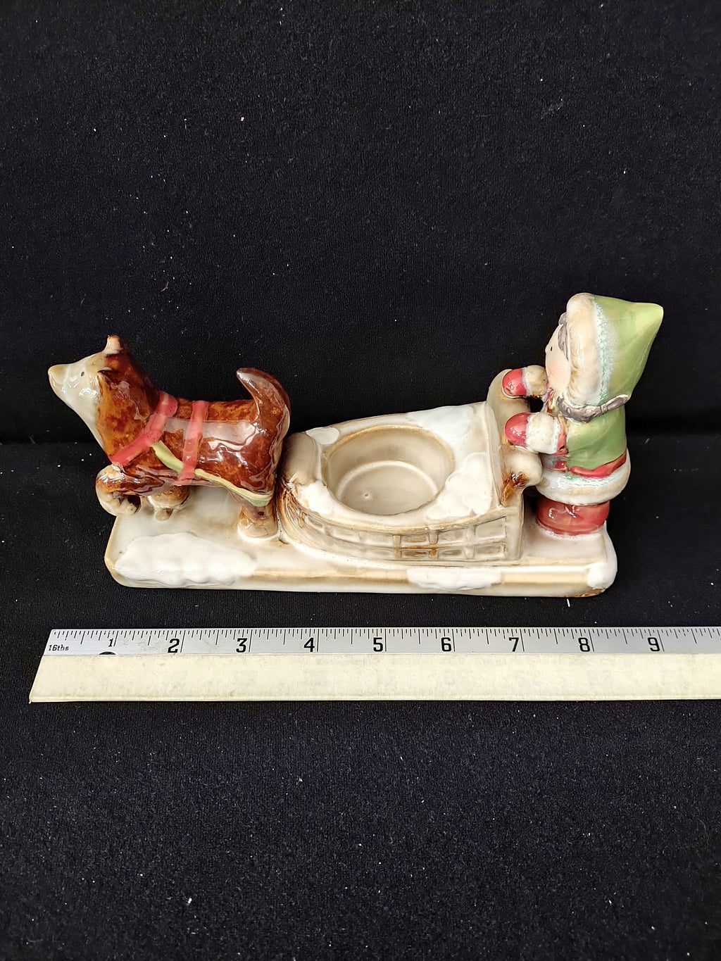 Vintage Yankee Candle Eskimo Girl Dog Sled Tea Light Candle Holder (Lot 3647)