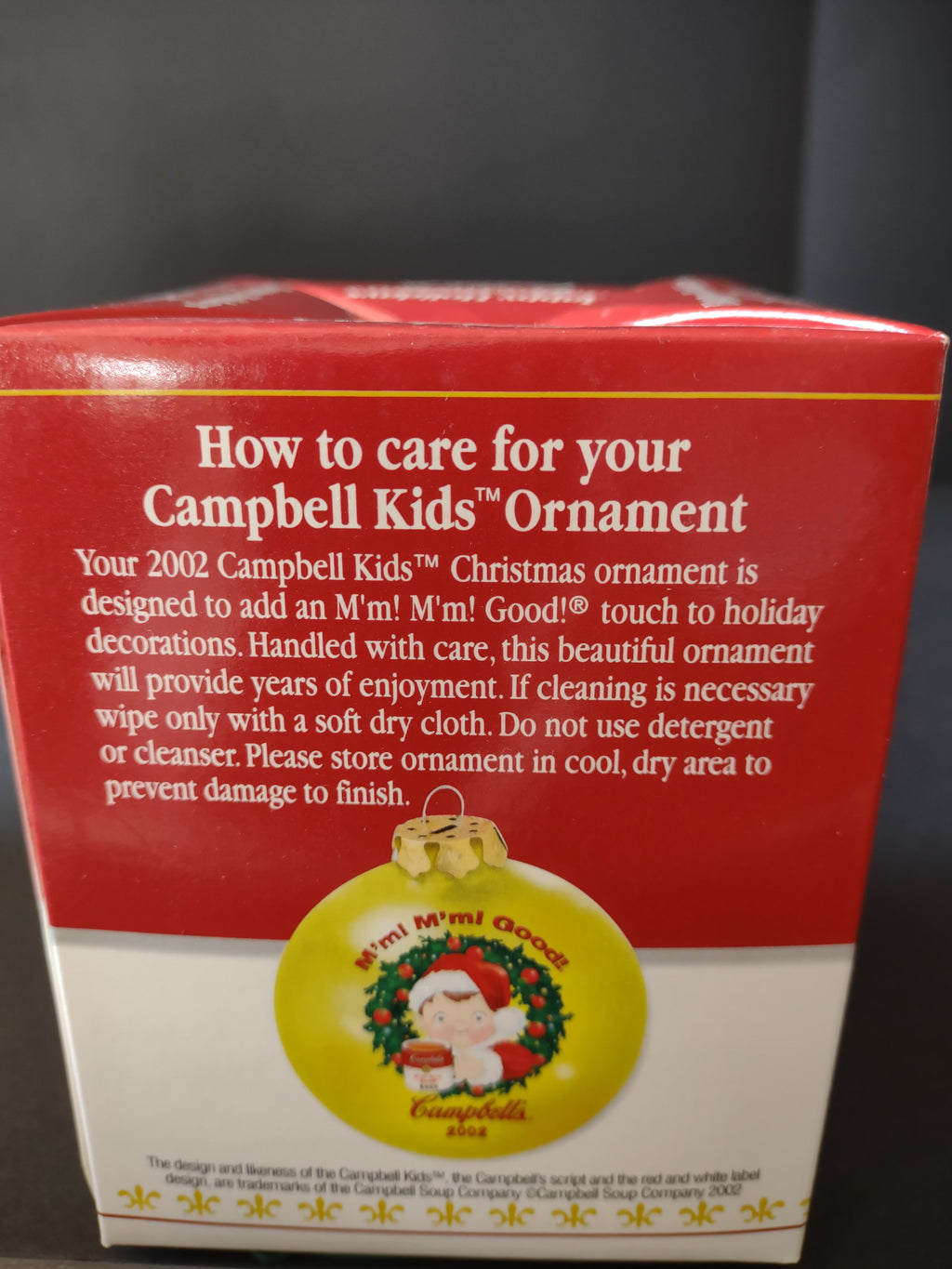 Vintage Christmas 2002 Yellow Campbells Collector Ornament IMPERFECT (Lot 4699)