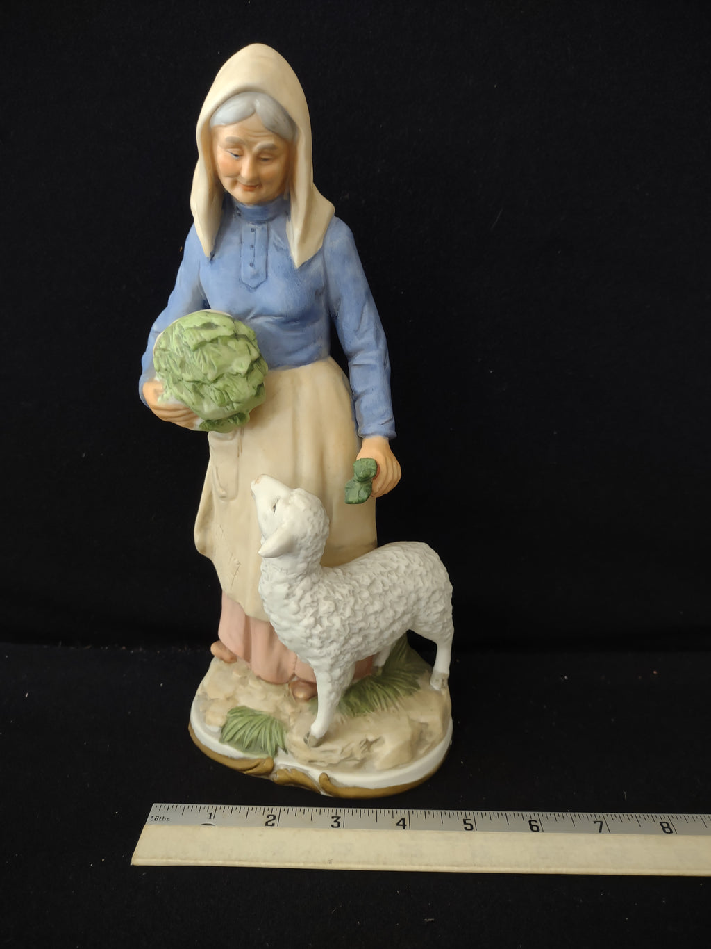 Vintage Homco Ceramic Farmer Woman Feeding Sheep (Lot 3921)
