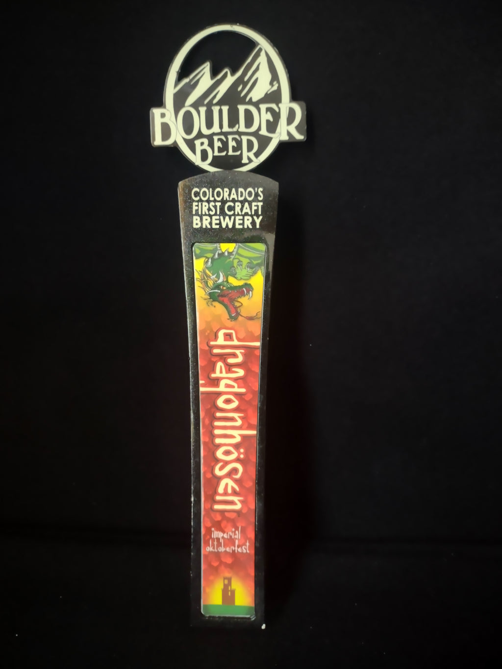 Boulder Colorado Dragonhosen Imperial Octoberfest Beer Tap Handle (lot 1728)