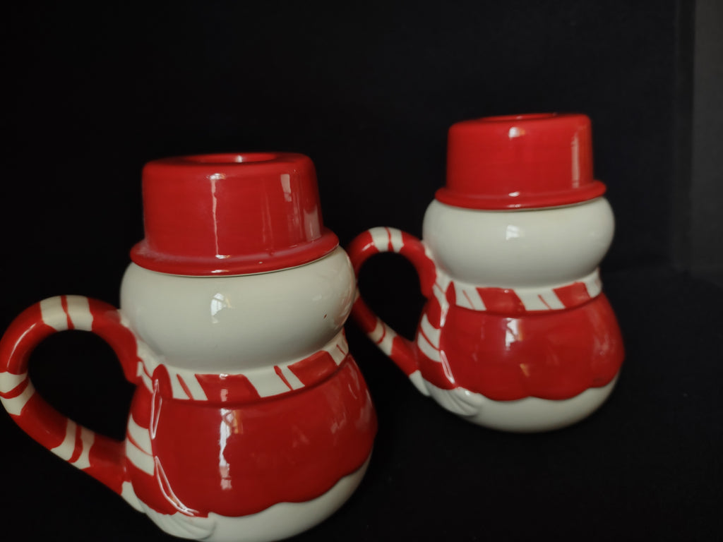 Christmas Set of 2 Chocolate Mugs Snowman (lot 1735)