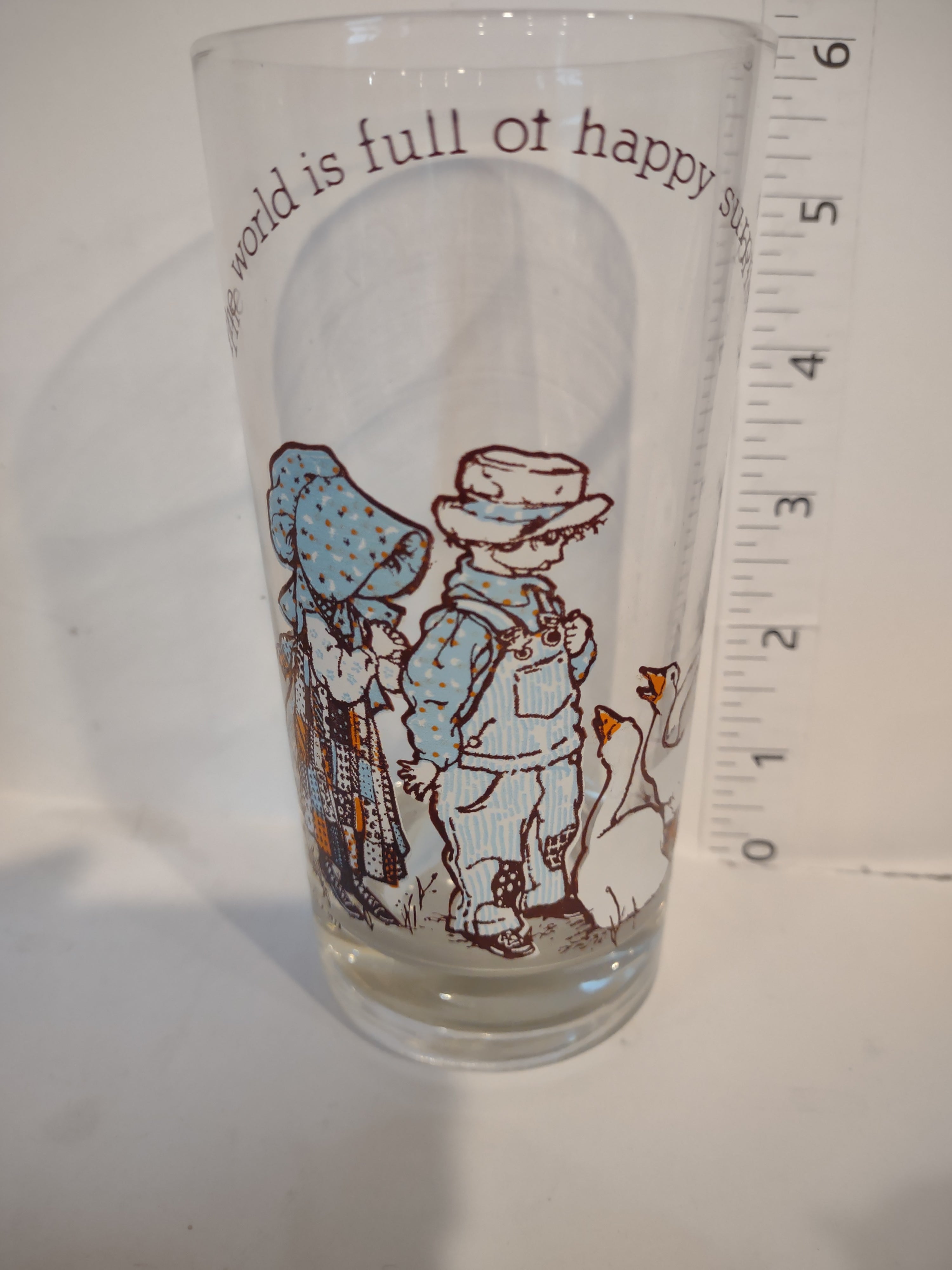 Set of 10 Holly Hobbie Glass The World Is Full of Happy Surprises (lot 2749c)