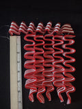 Christmas Red White Candy Ribbon Ornaments Six 7" Eight 6" (Lot 4577)