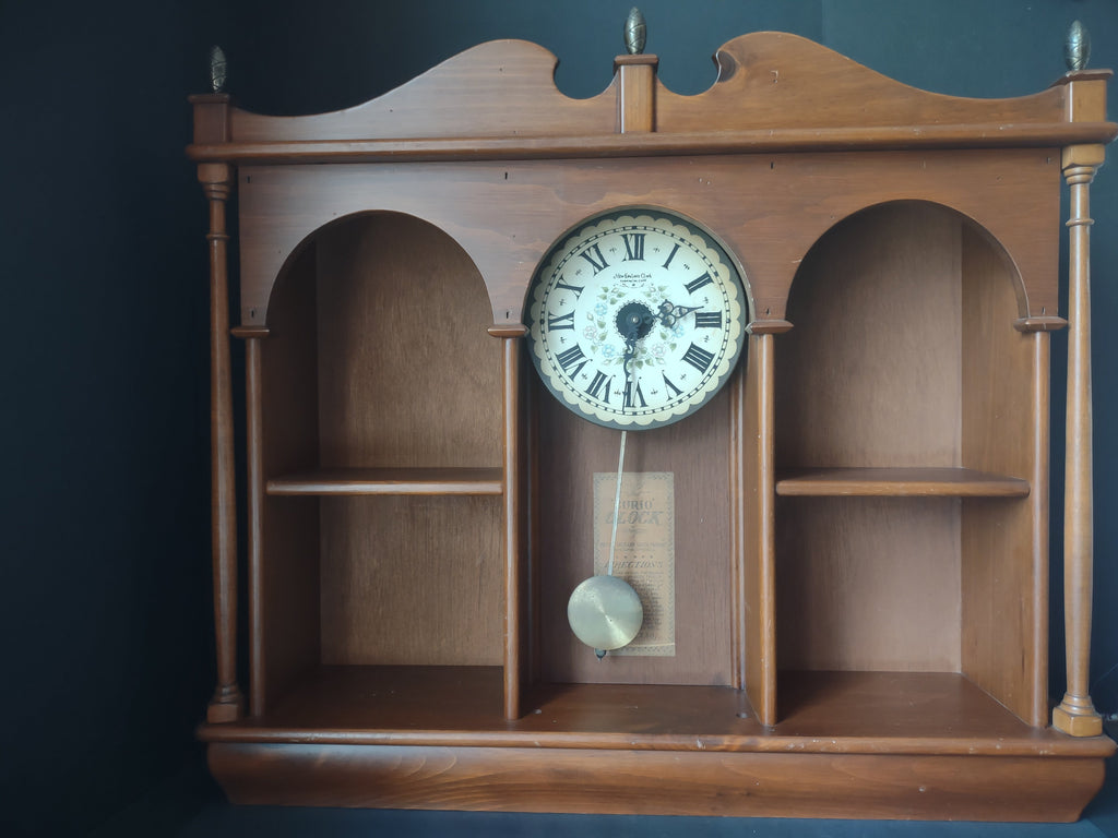 Vintage New England Clock Co Curio Cabinet Wall Clock [7256]