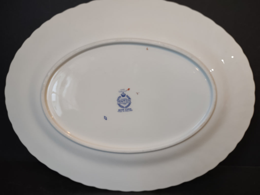 Vintage Minton Bone China Cheviot Blue Serving Platter 12"x9" (lot 5433)