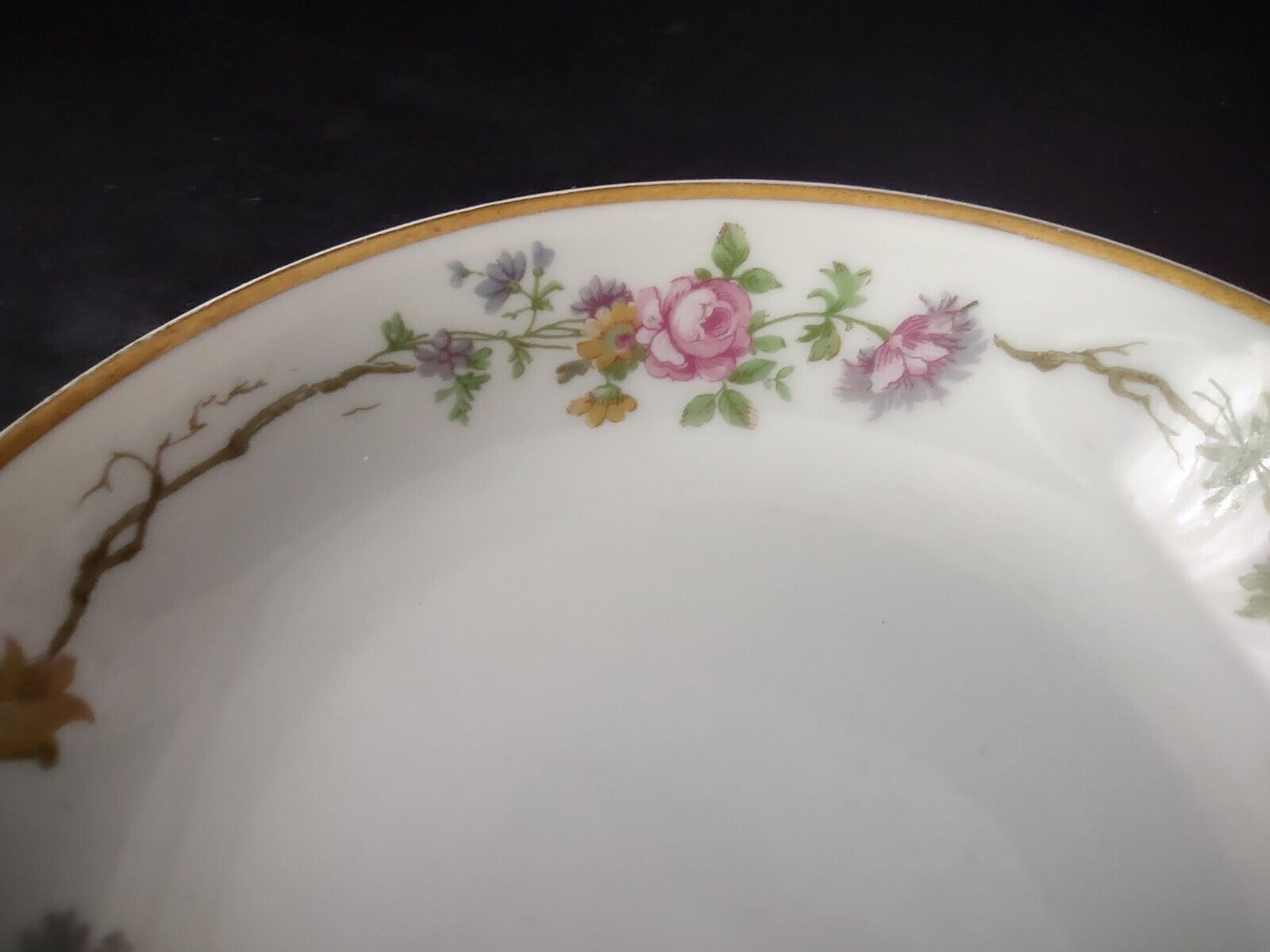 Vintage GDA Limoges Gold Coupe Cranberry Bowl 5" French Chick Cottage (lot 692)