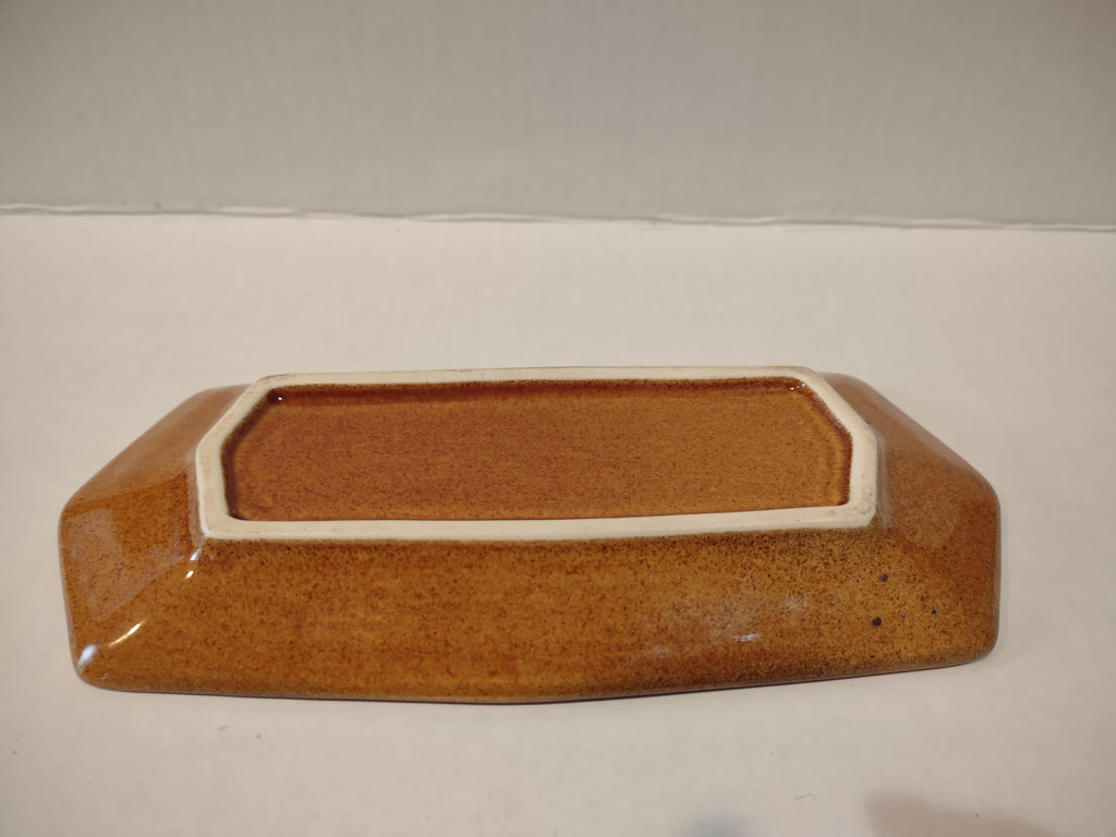 Vintage MCM Ironstone USA Amber Octagon Bottom for Butter Dish ONLY (lot 5015)