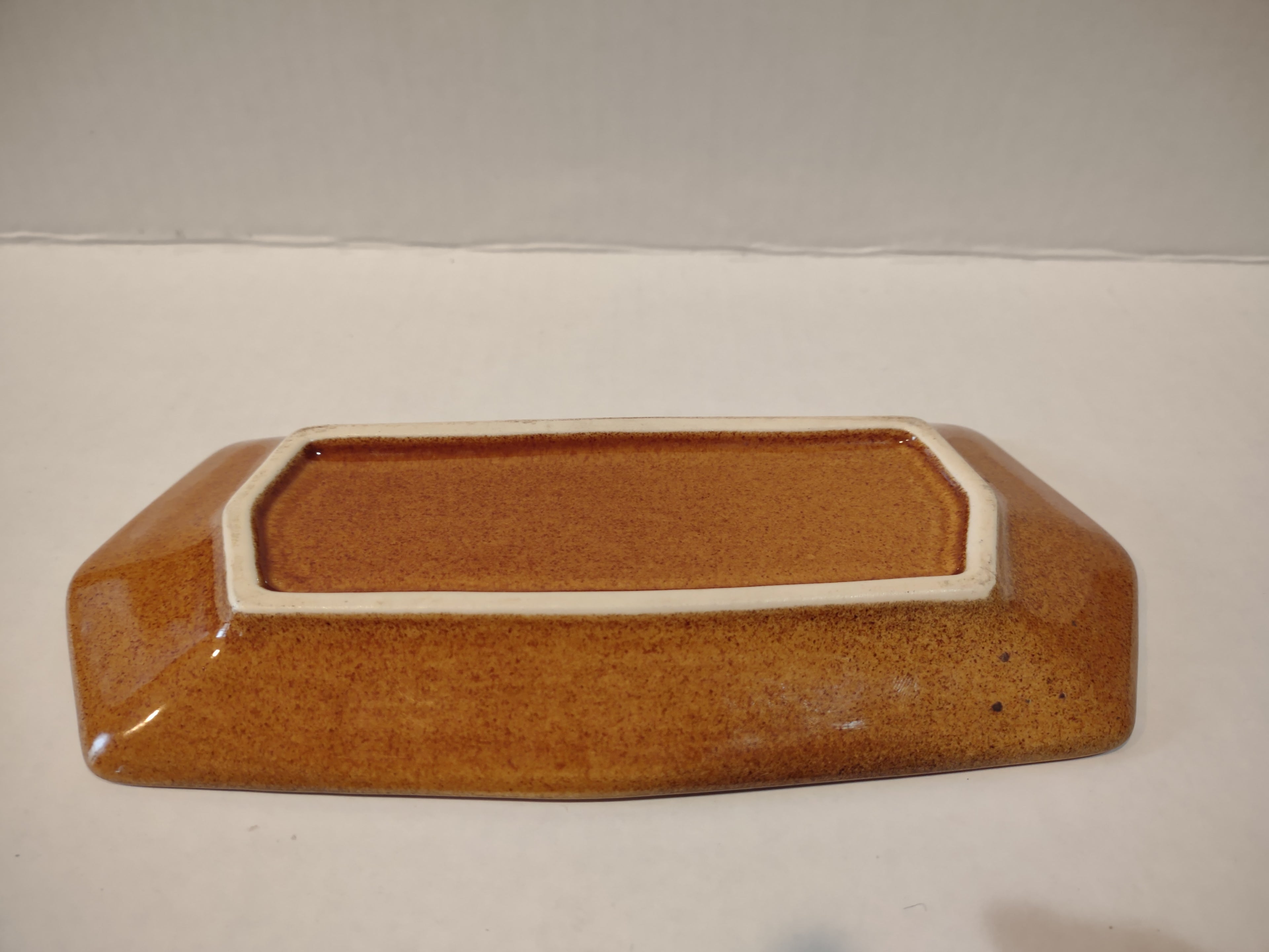 Vintage MCM Ironstone USA Amber Octagon Bottom for Butter Dish ONLY (lot 5015)