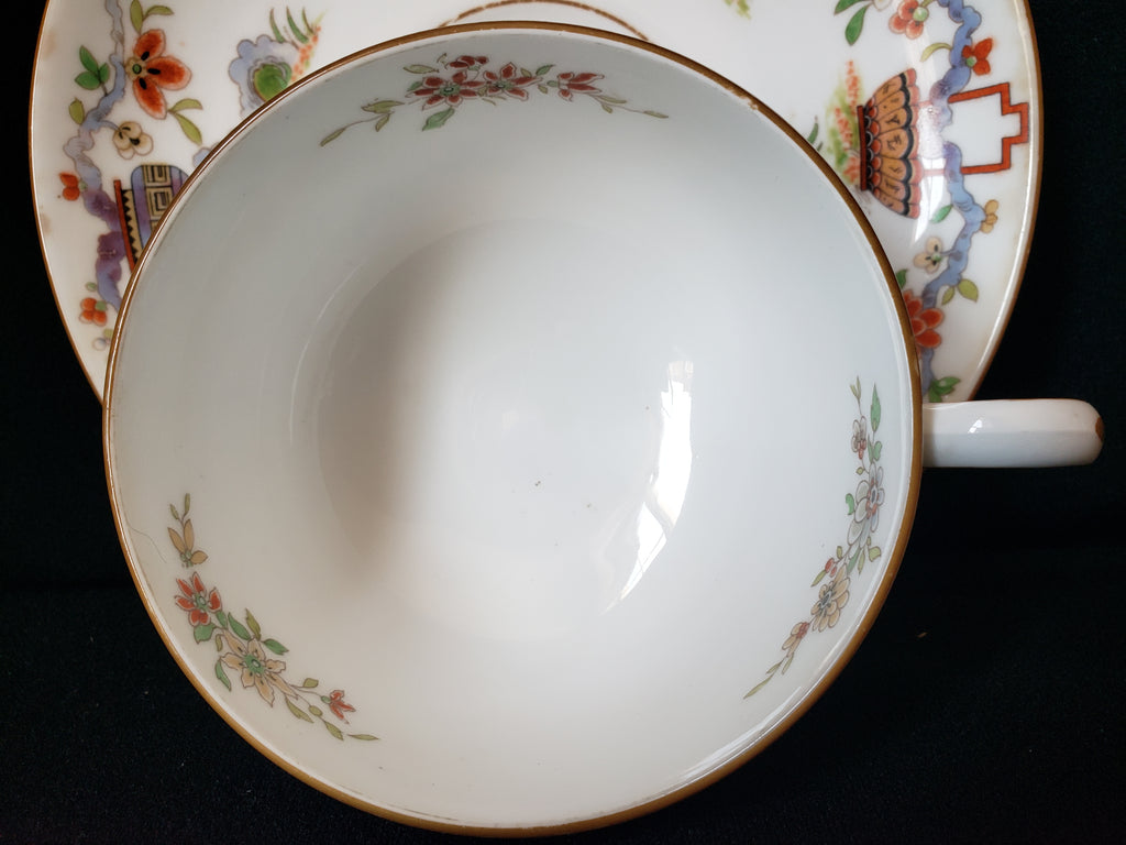 Vintage Royal Worcester Black Higgins Seiter Butterfly Tea Cup Saucer (lot 2120)