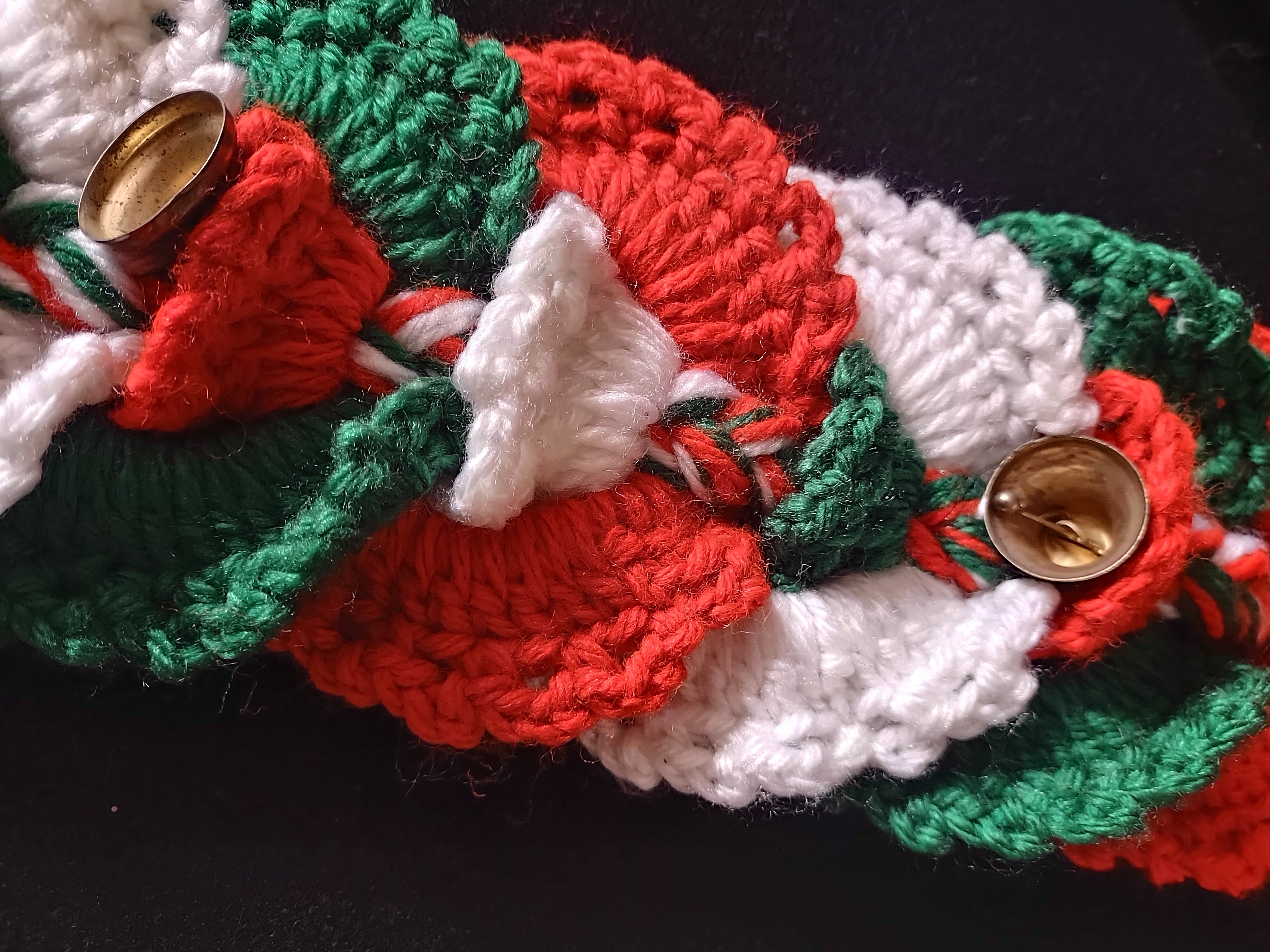 Christmas Handmade Granny Square Stocking Circles Bells Door Hanging (Lot 4657)