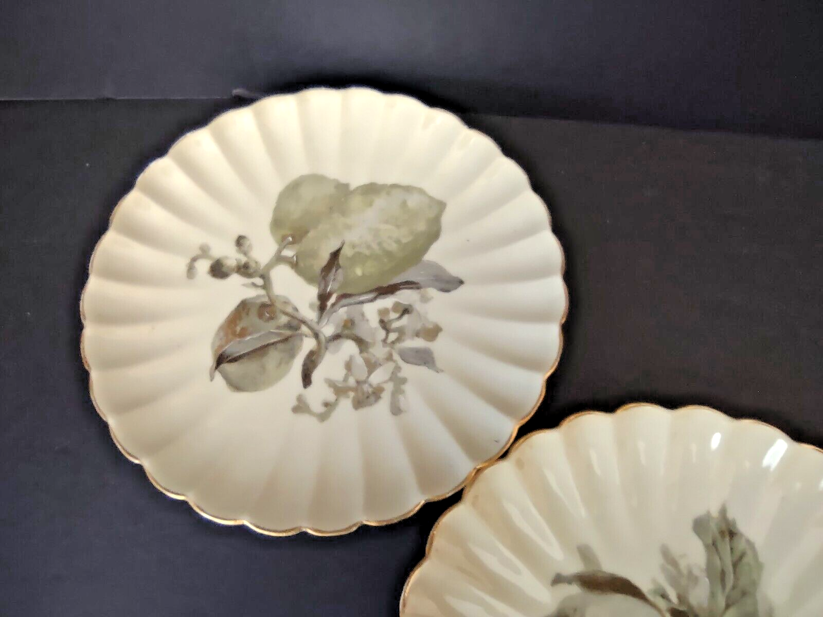 6 x Vintage Limoges France Dessert Dish Fruit Grape Decor Pastel Color (lot 433)