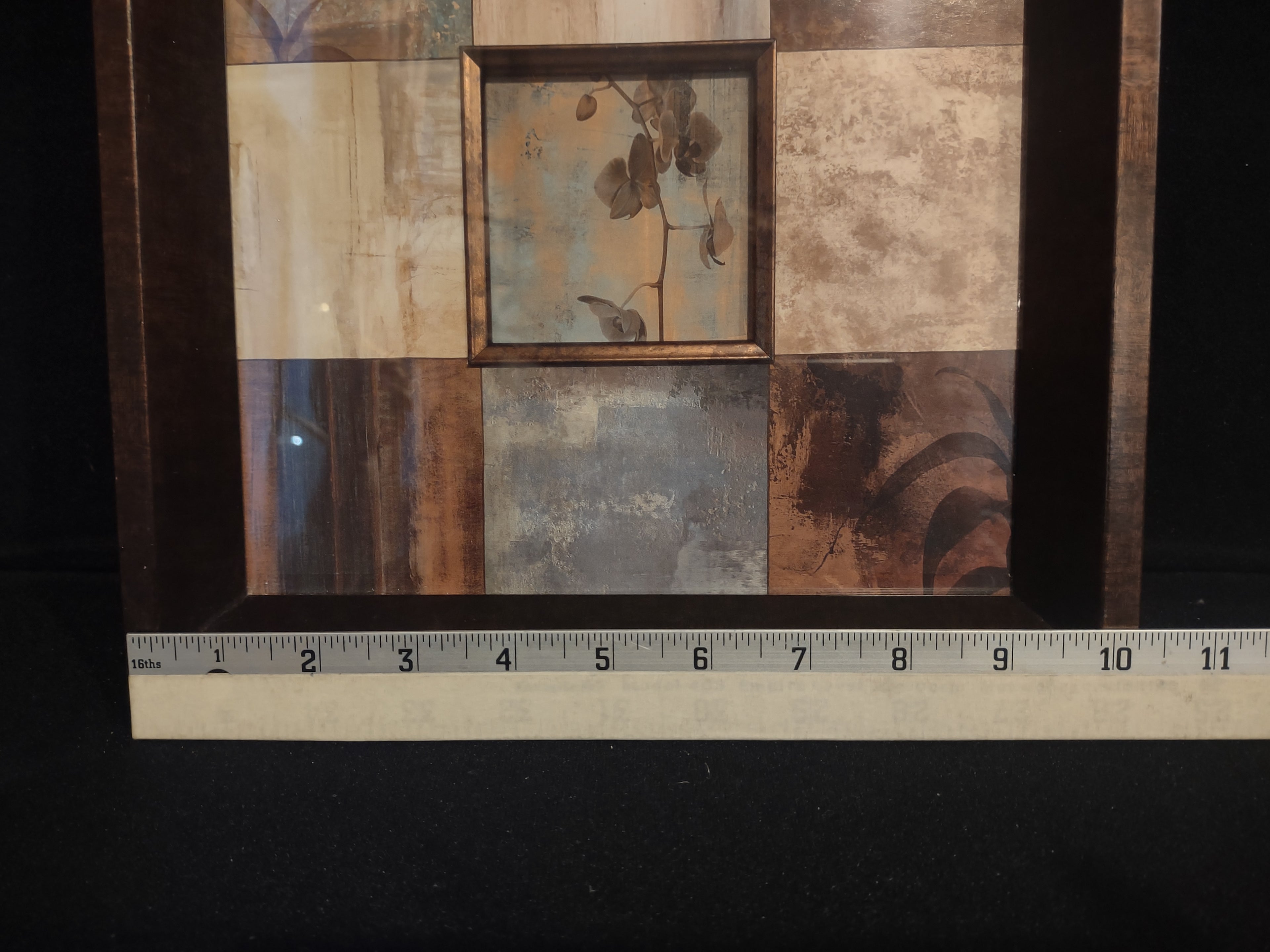 Orchid Brown Green Design Squares Picture (lot 2509c)