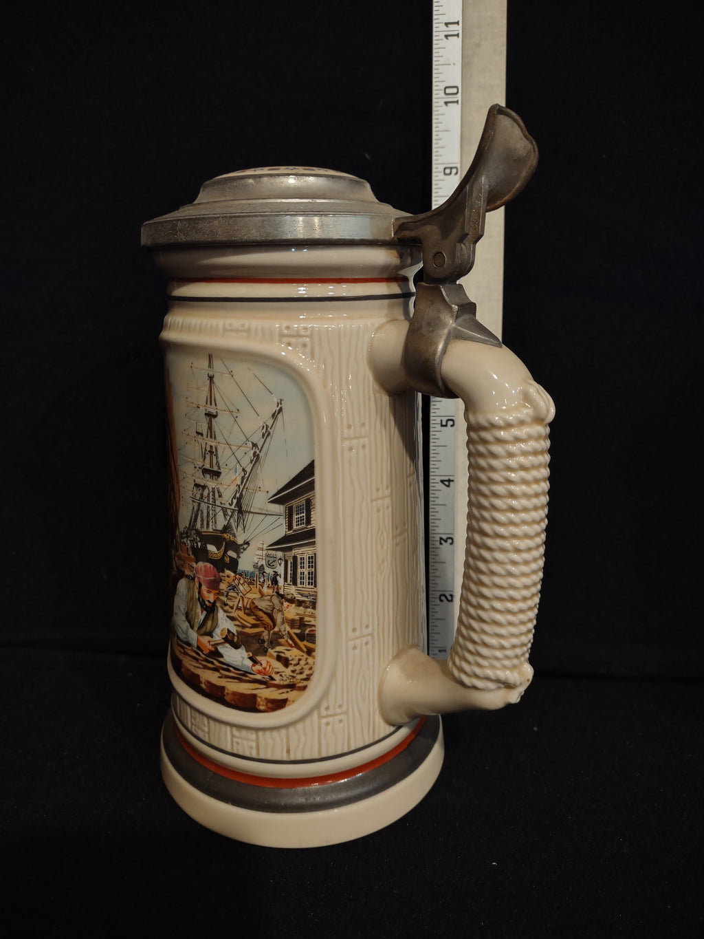 Set 2 Tankard Mug Stein Building of America Blacksmith Shipbuilder (lot 2538j)