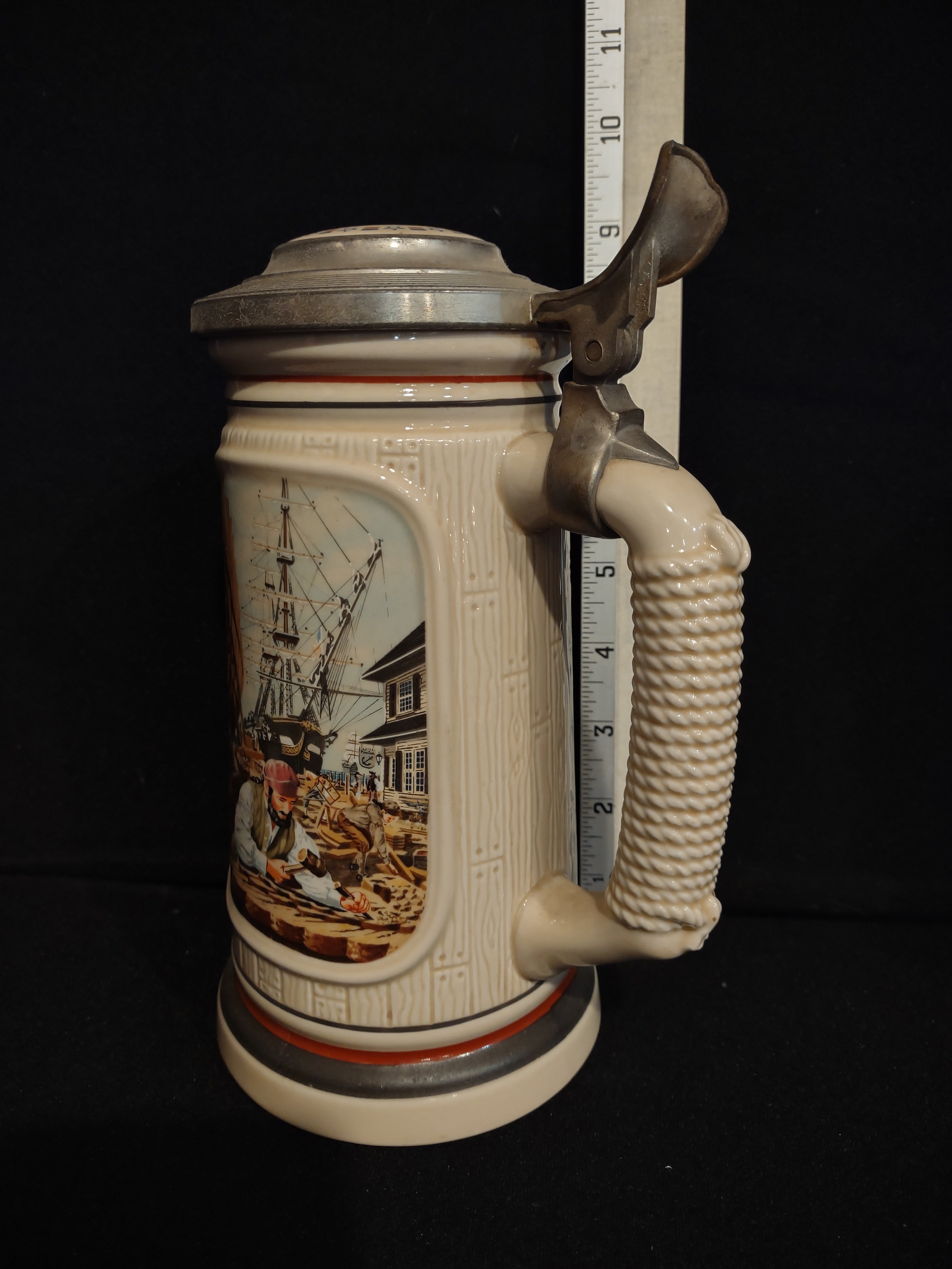 Set 2 Tankard Mug Stein Building of America Blacksmith Shipbuilder (lot 2538j)