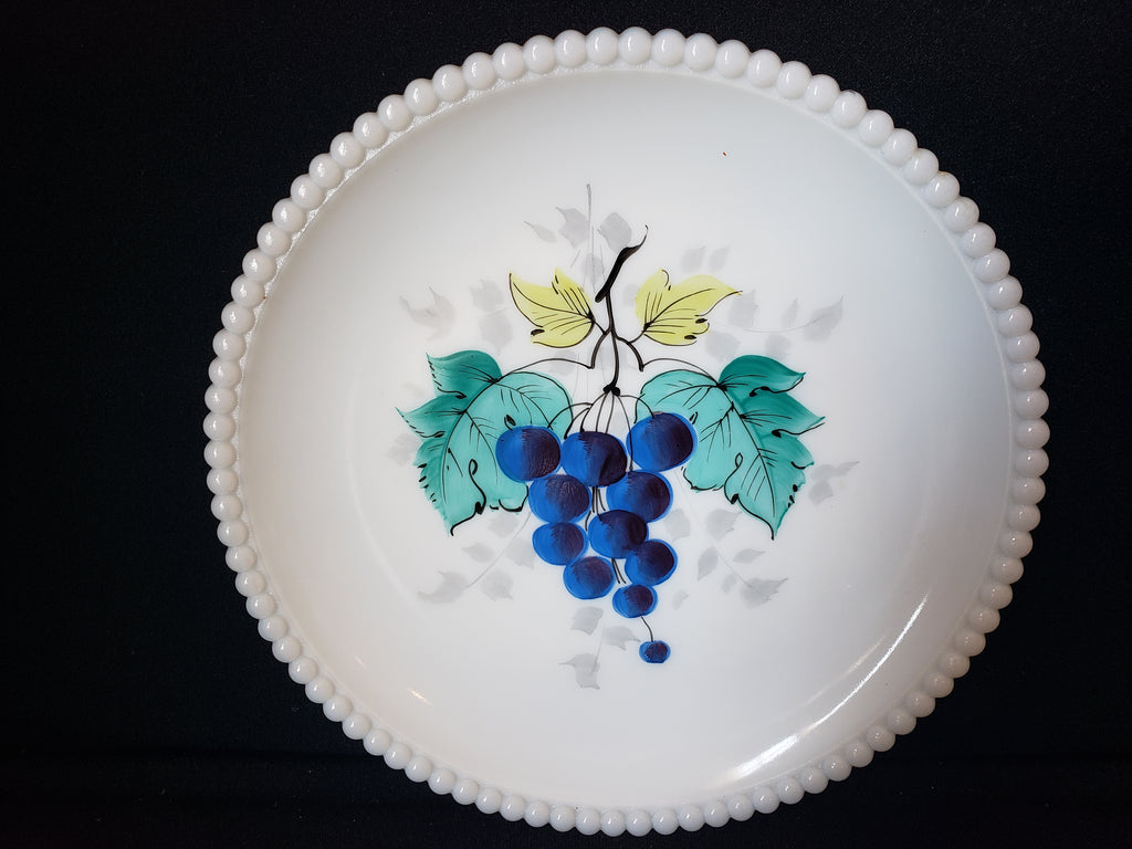 Vintage Westmoreland Grape Motif Milk Glass Dessert Plate (lot 2186)
