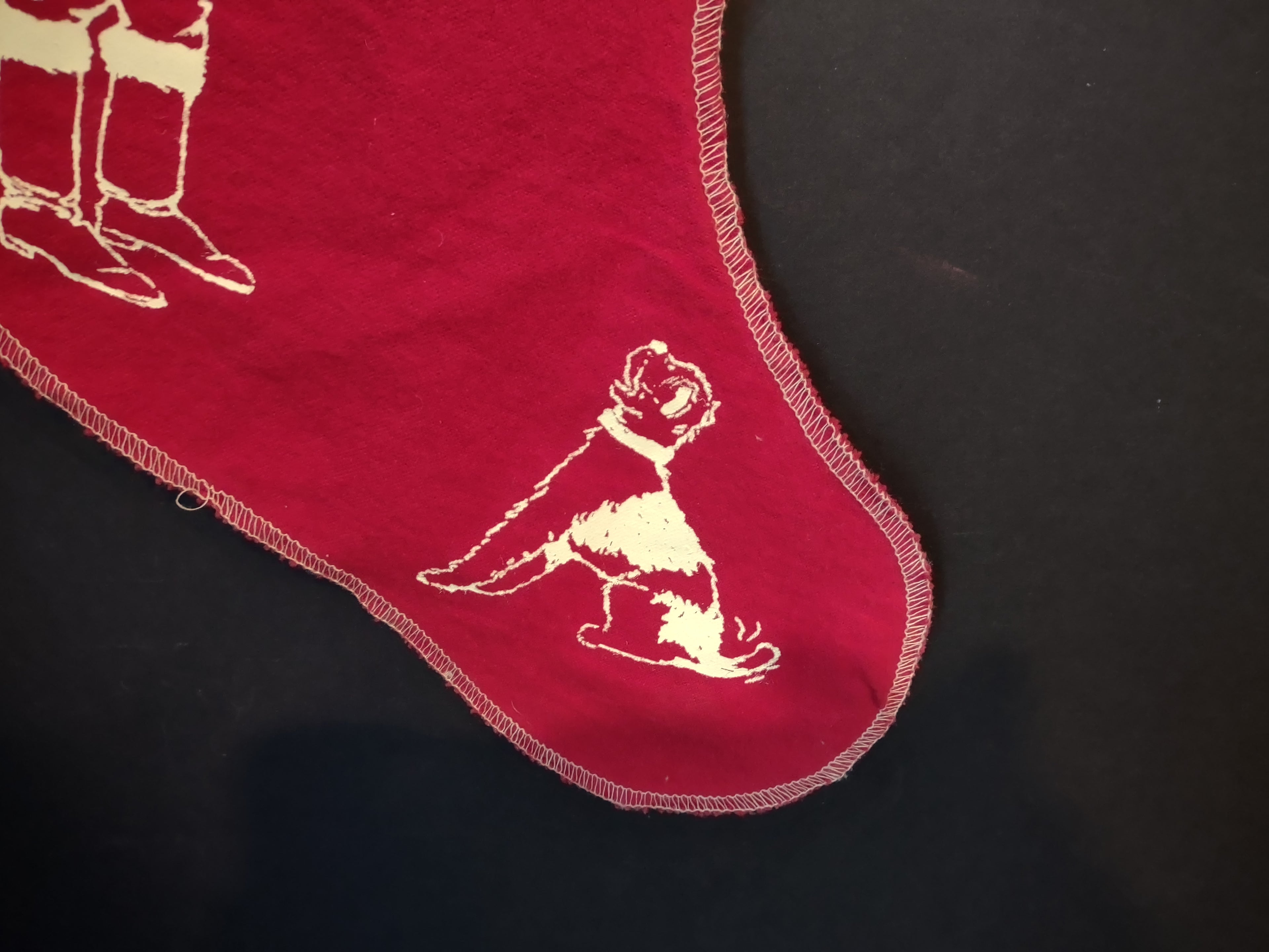Vintage Christmas Good Dog Stocking with Santa Bells 16" (lot 3370)