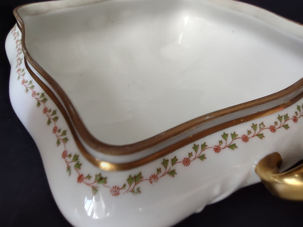 Old Abbey France Limoges Serving Dish NO LID Clover Gold Trim (lot 870)