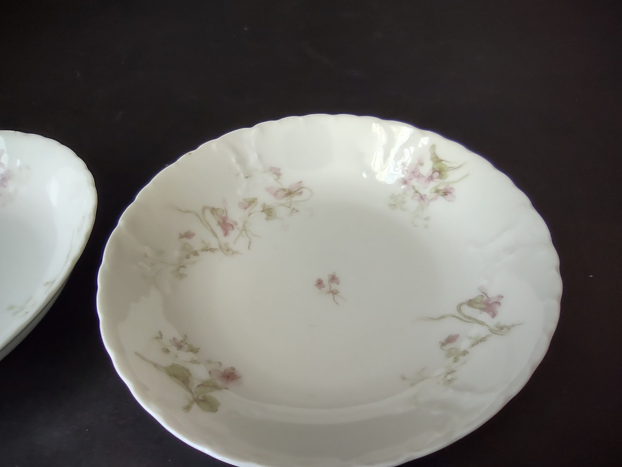 Haviland Limoges French Cottage Shabby Chic 2 x Cranberry Bowl (lot 1106)