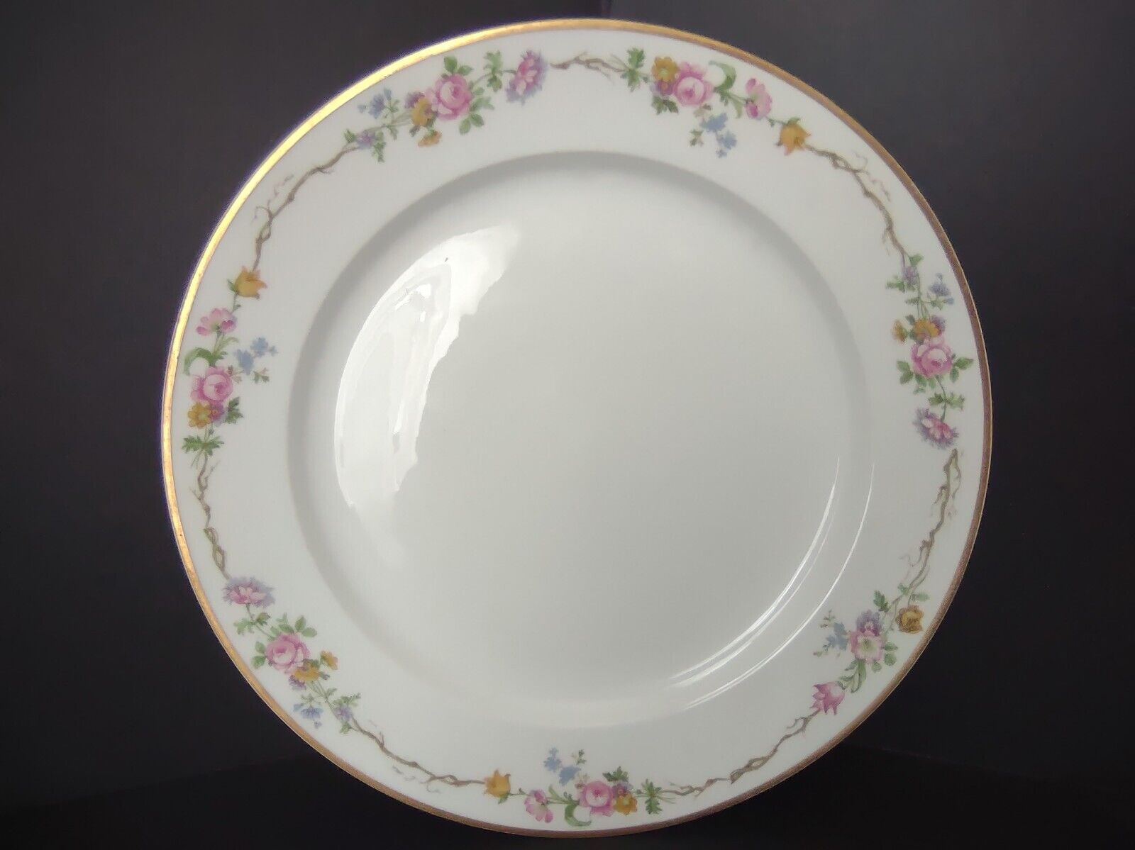 Vintage GDA Limoges Gold Trim Dinner Plate Summer Flower Garland (lot 689)
