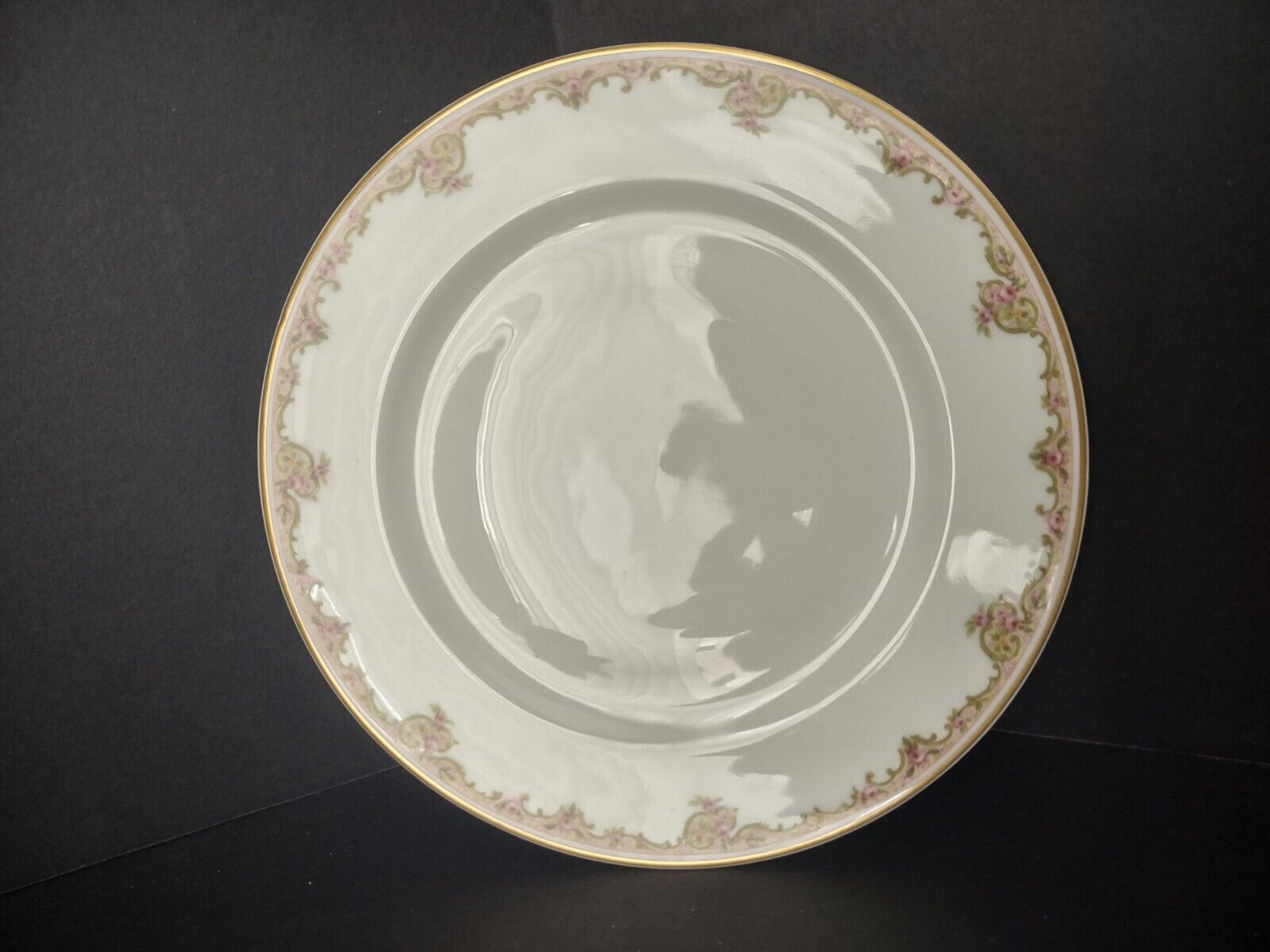 Haviland Limoges Gold Green & Pink Rose Trim Salad Luncheon White Plate (lot 685