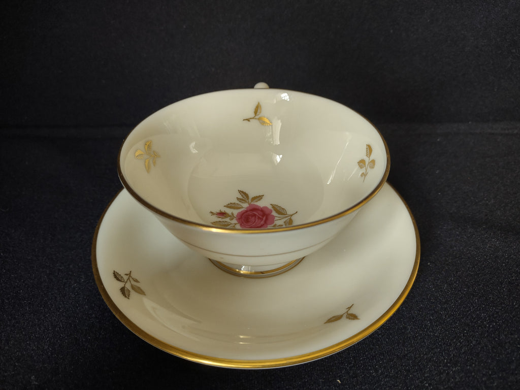 Vintage Rhodora by Lenox Tea Cup with Saucer Rose Flower Gold (lot 1793)