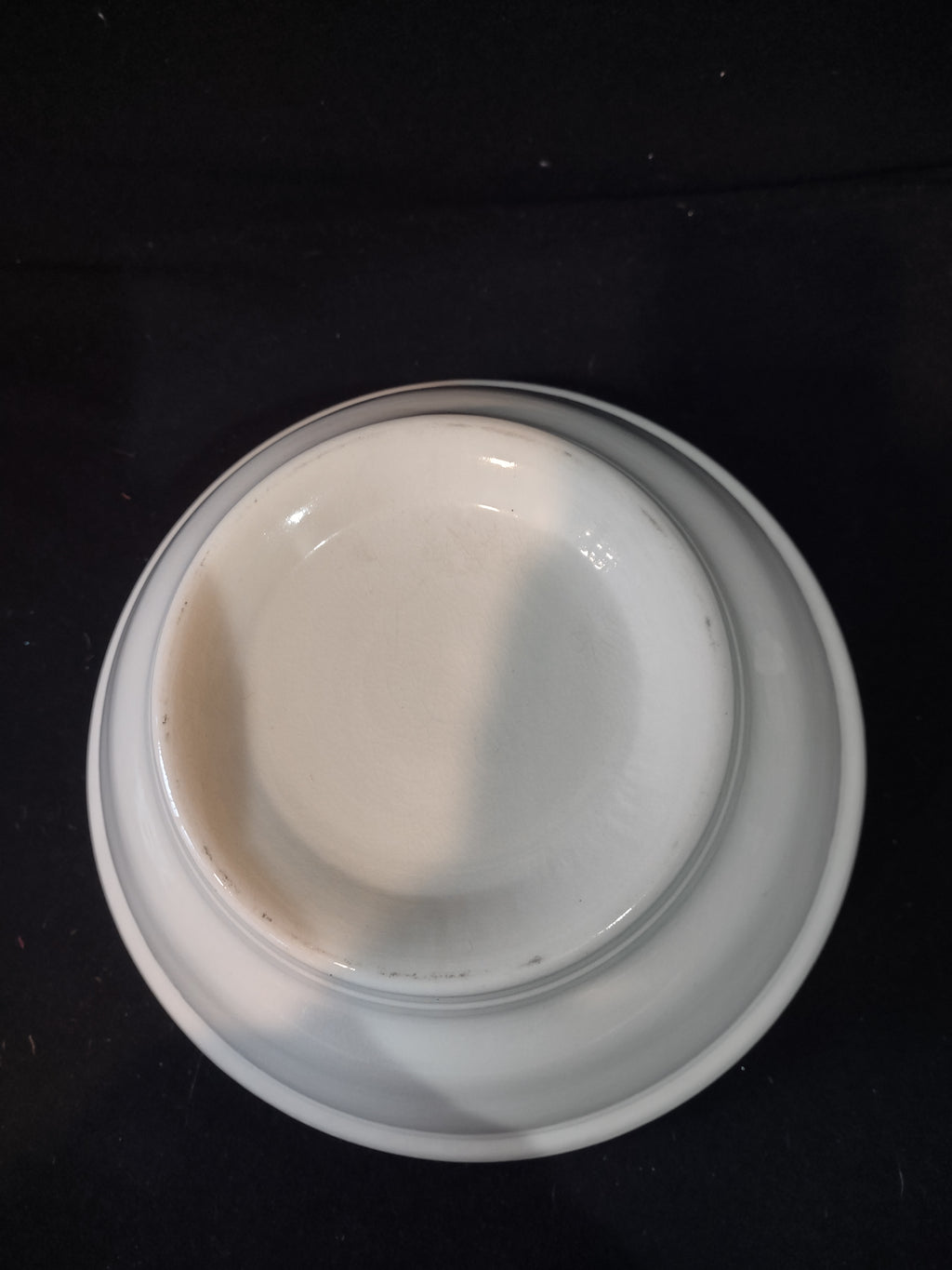 Vintage 11" Serving Mixing Bowl Blue Flower Gilded Trim Tapered (Lot 5222)