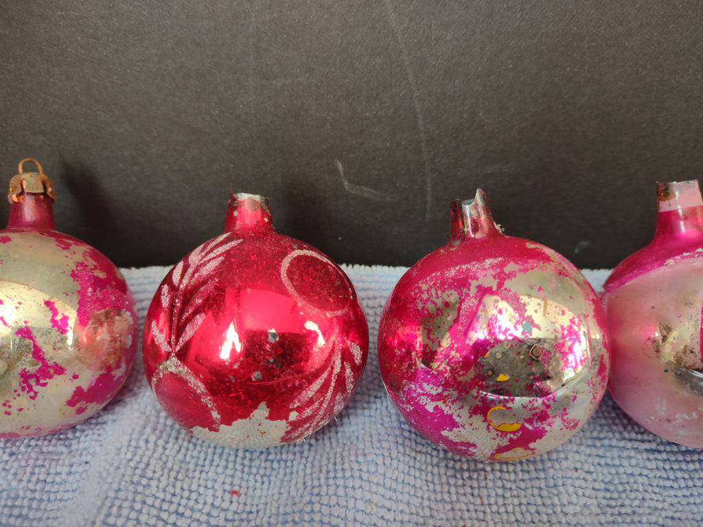 Vintage Christmas Ornament Bulb x 6 Shiny Brite 1-3/4" IMPERFECT (lot 3456)