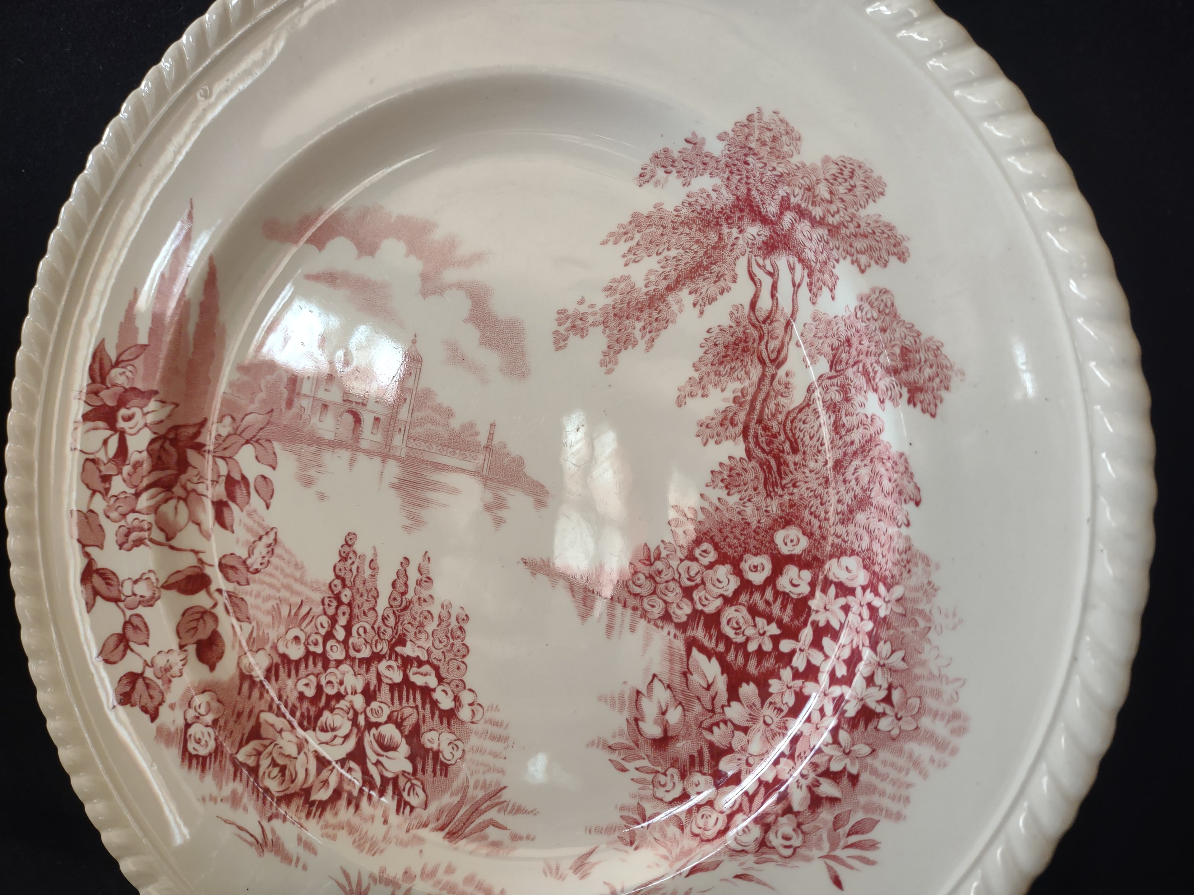 Vintage Castle On Lake Johnson Dinner Plate x 6 English Countryside (lot 5704)