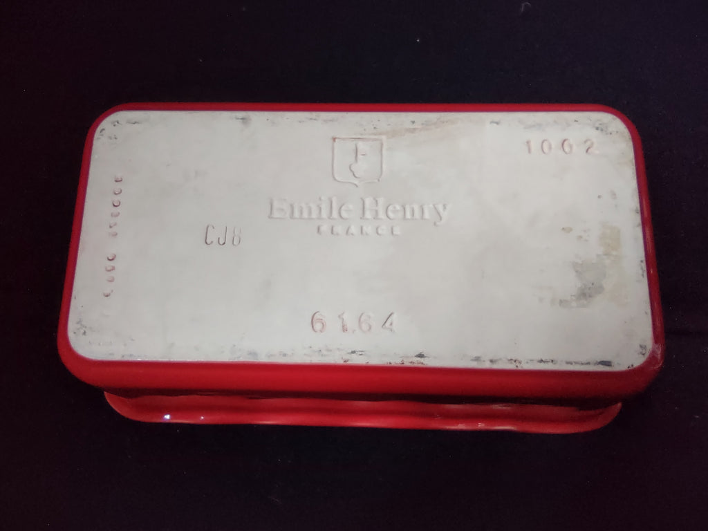 Emile Henry Vtg Loaf Pan Scalloped Edge Baking Dish France 6164 Red (lot 2773c)