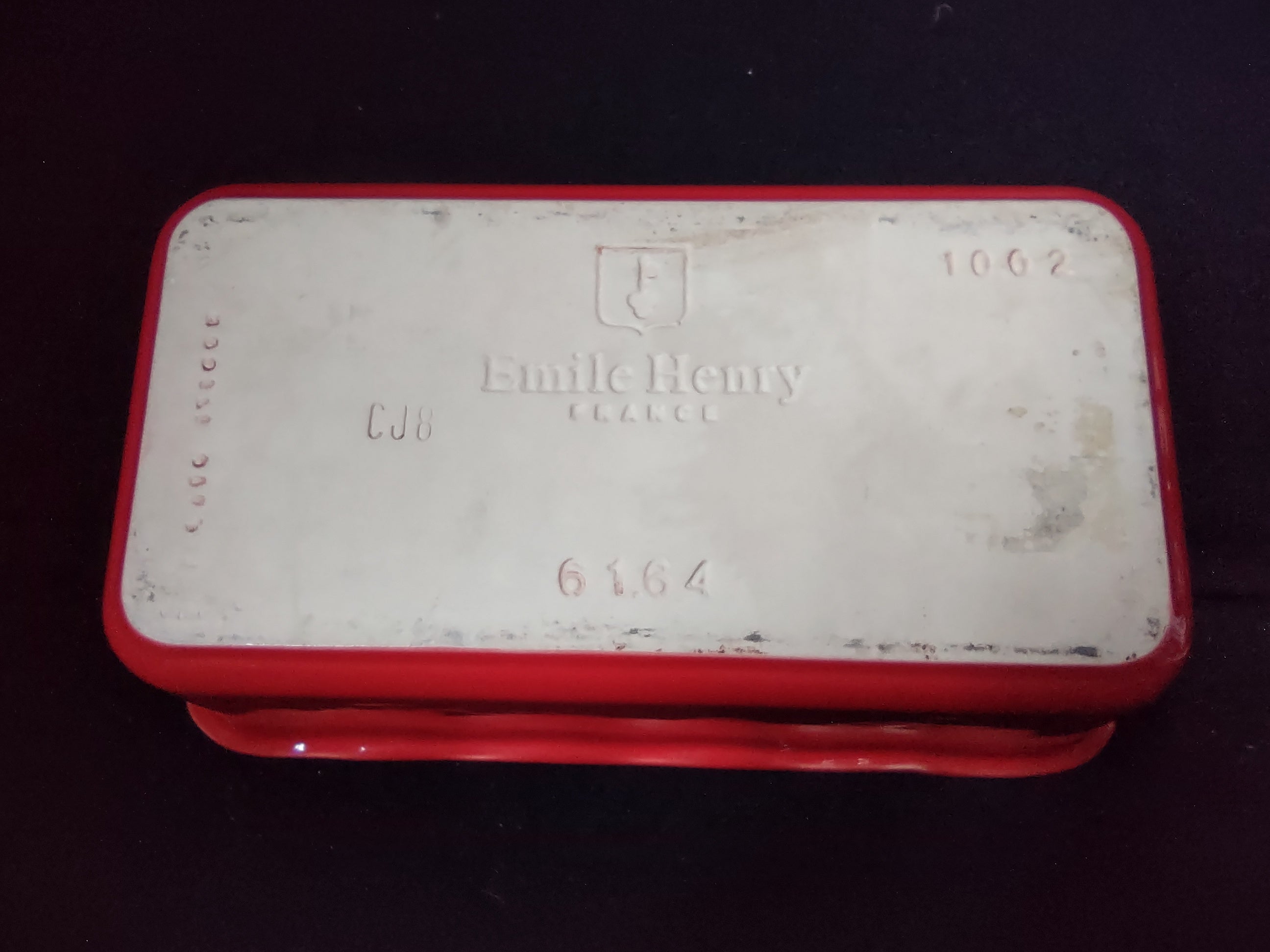 Emile Henry Vtg Loaf Pan Scalloped Edge Baking Dish France 6164 Red (lot 2773c)