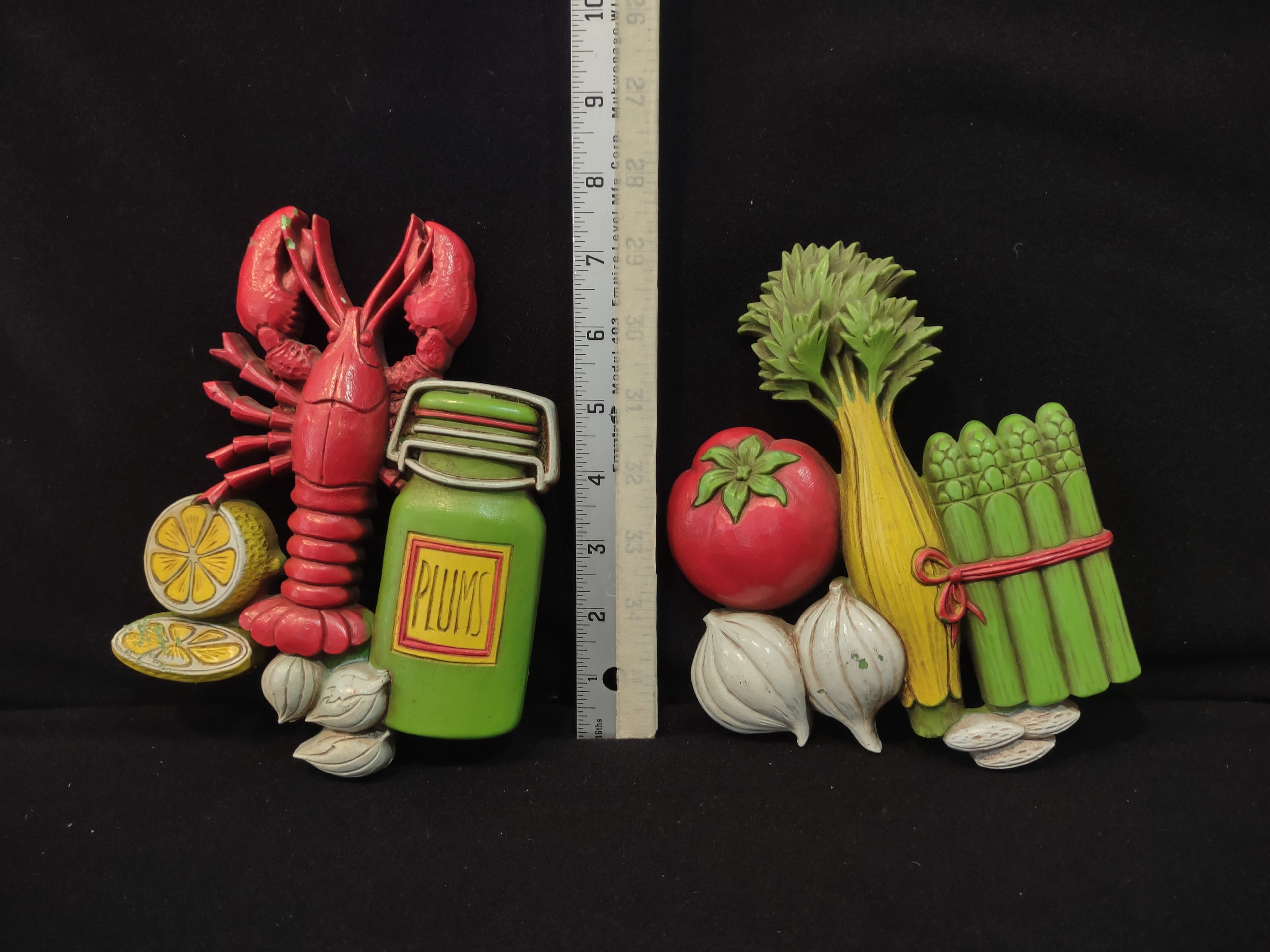 Vintage Home Interior Wall Hanging Plastic Lobster Vegetable (lot 2871t)